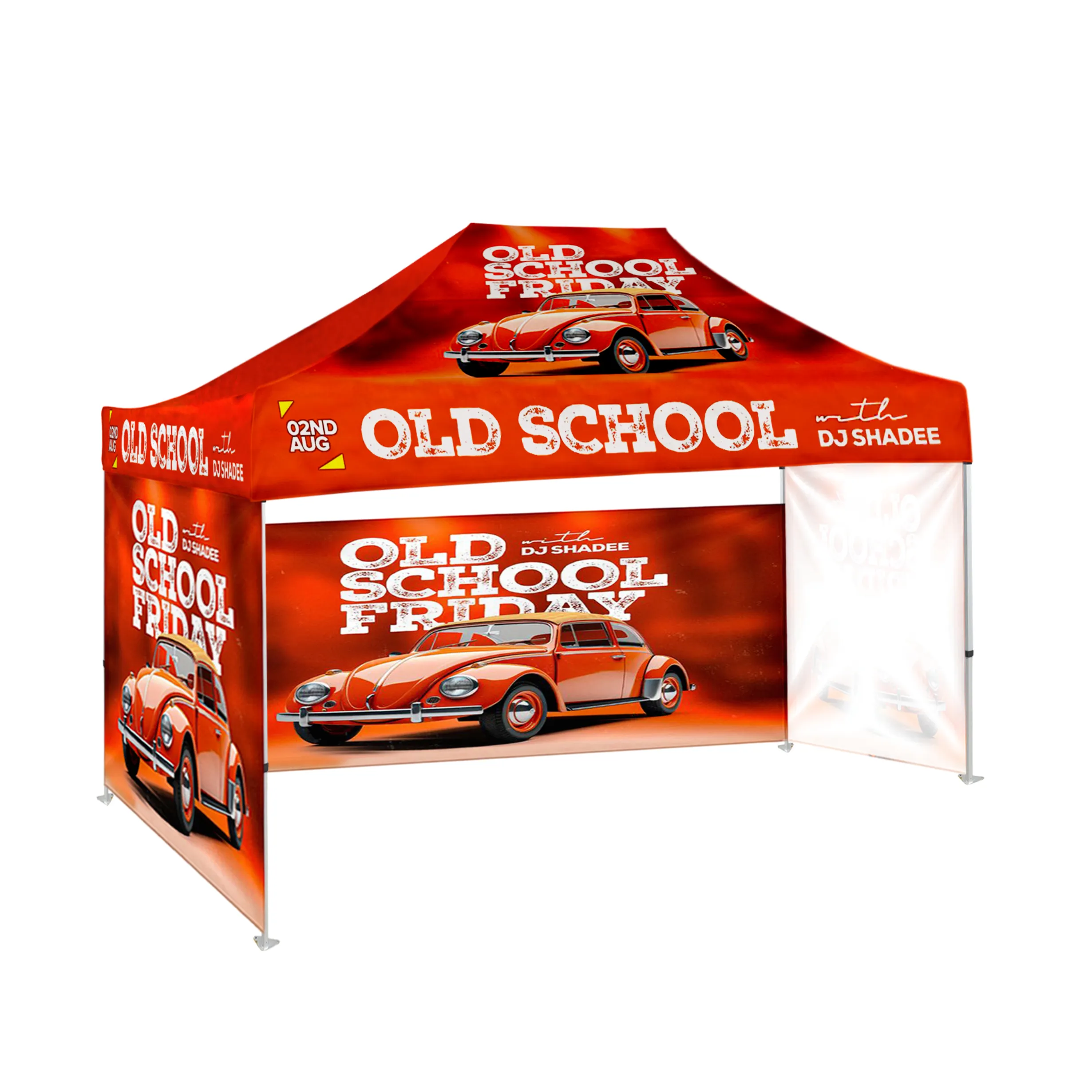 10'x15' Tent Canopy w frame, 2 side full + 1 long half wall 2