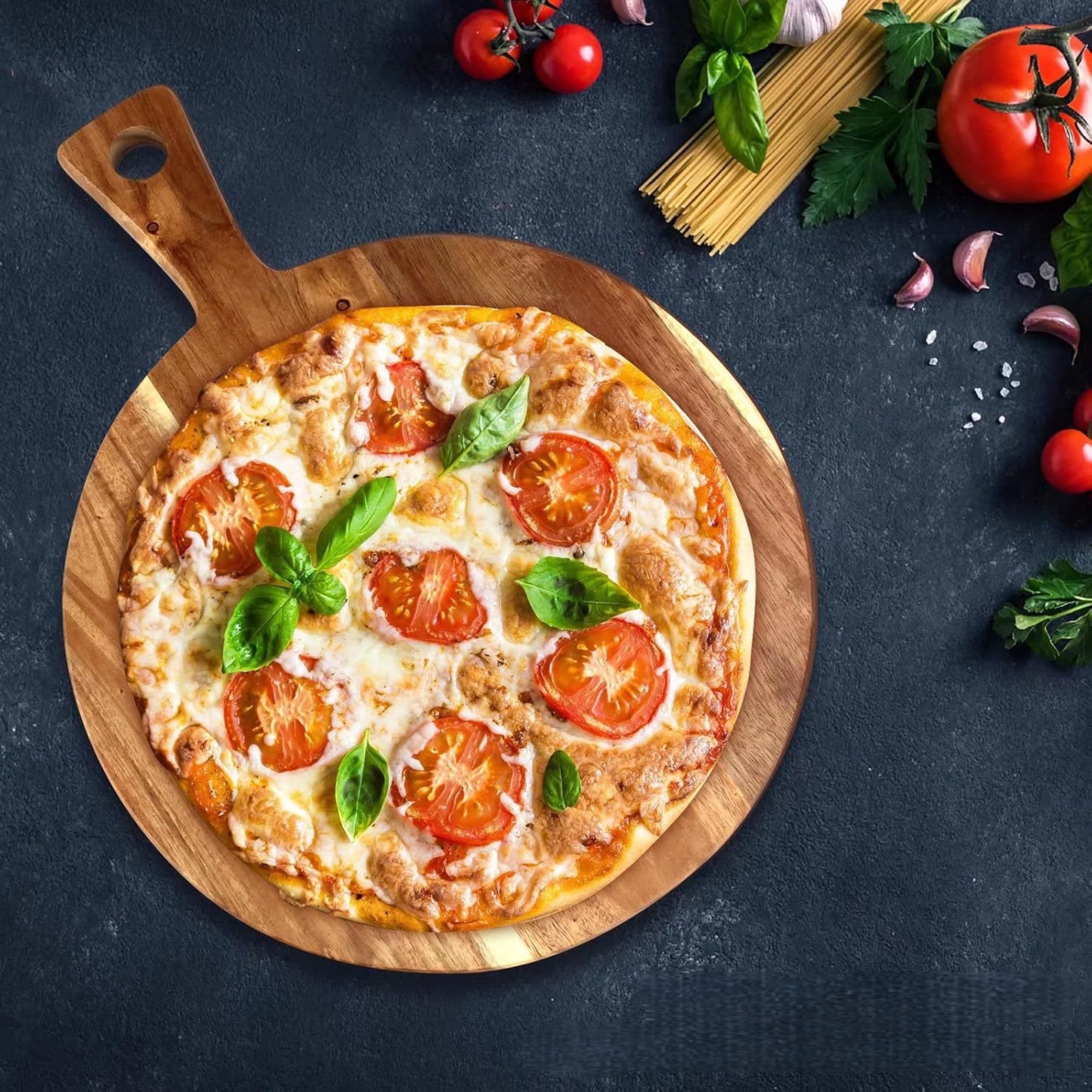 Acacia wood cutting board cheese steak pizza tray 5