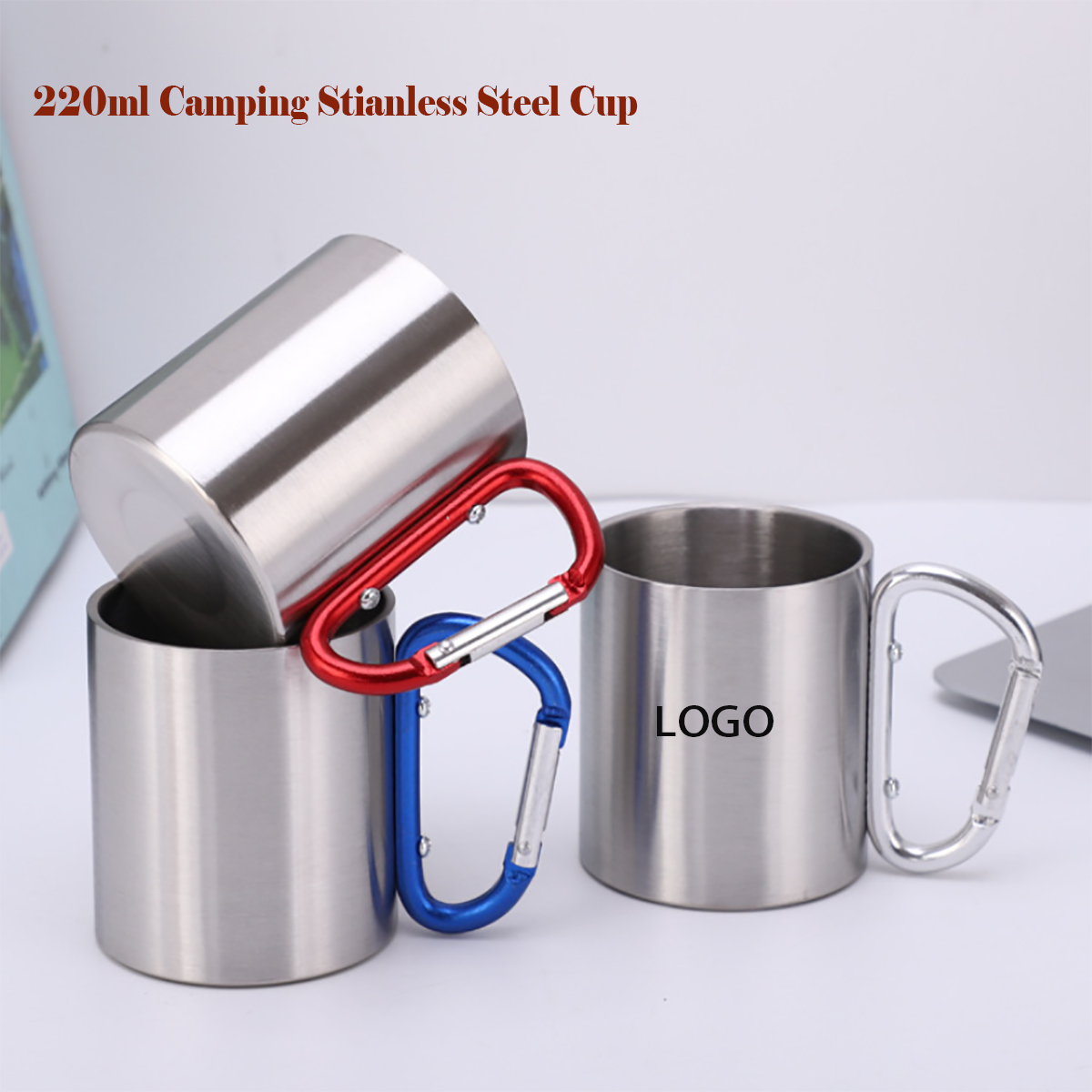 220ML Outdoor Staineless Steel Cup With Carabiner 1