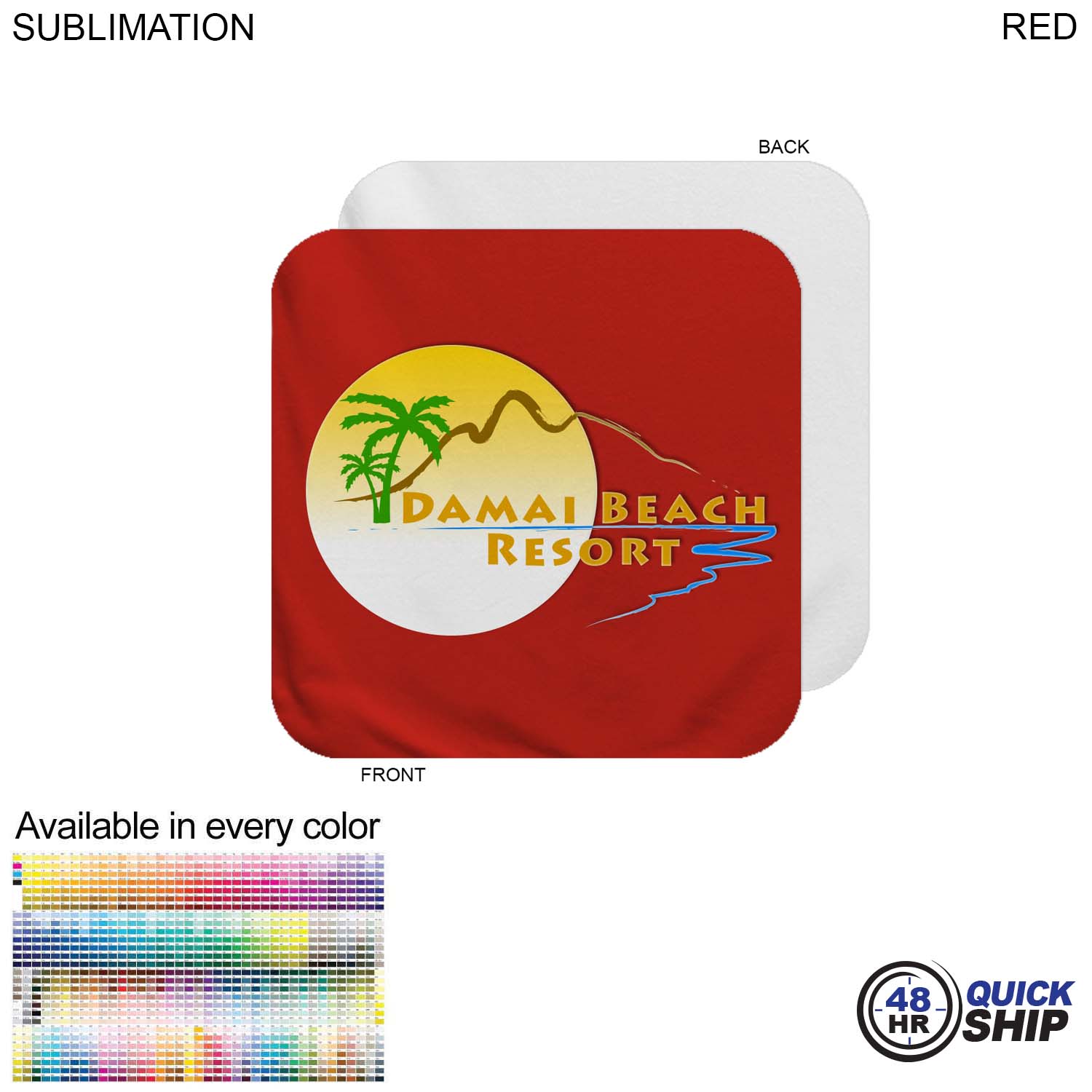 48 Hr Quick Ship - Plush and Soft Velour Terry Cotton Blend Face Cloth, 12x12, Sublimated 13