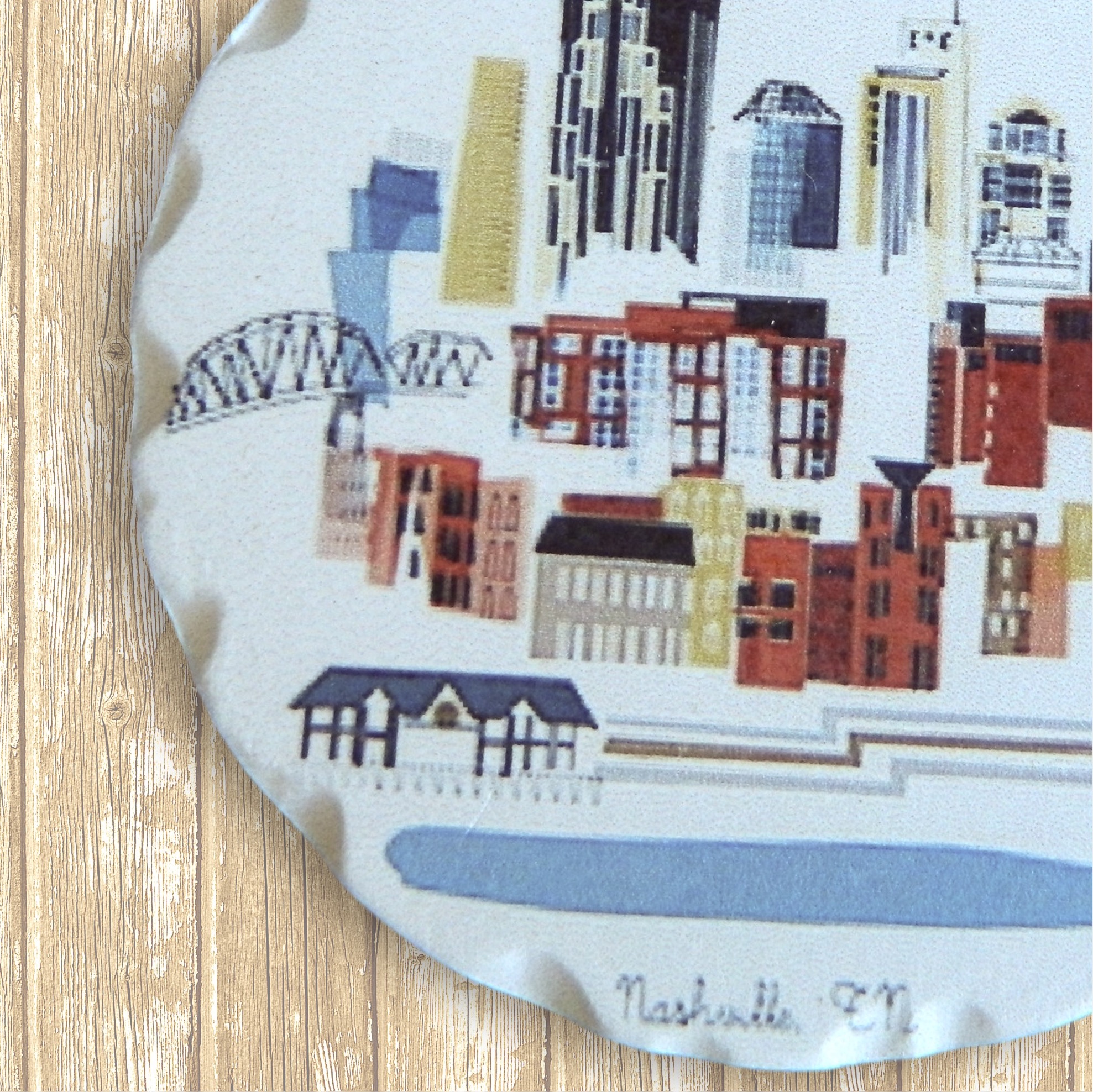Magnet Round Chiseled Edge Ceramic Stone - Basic Print 11