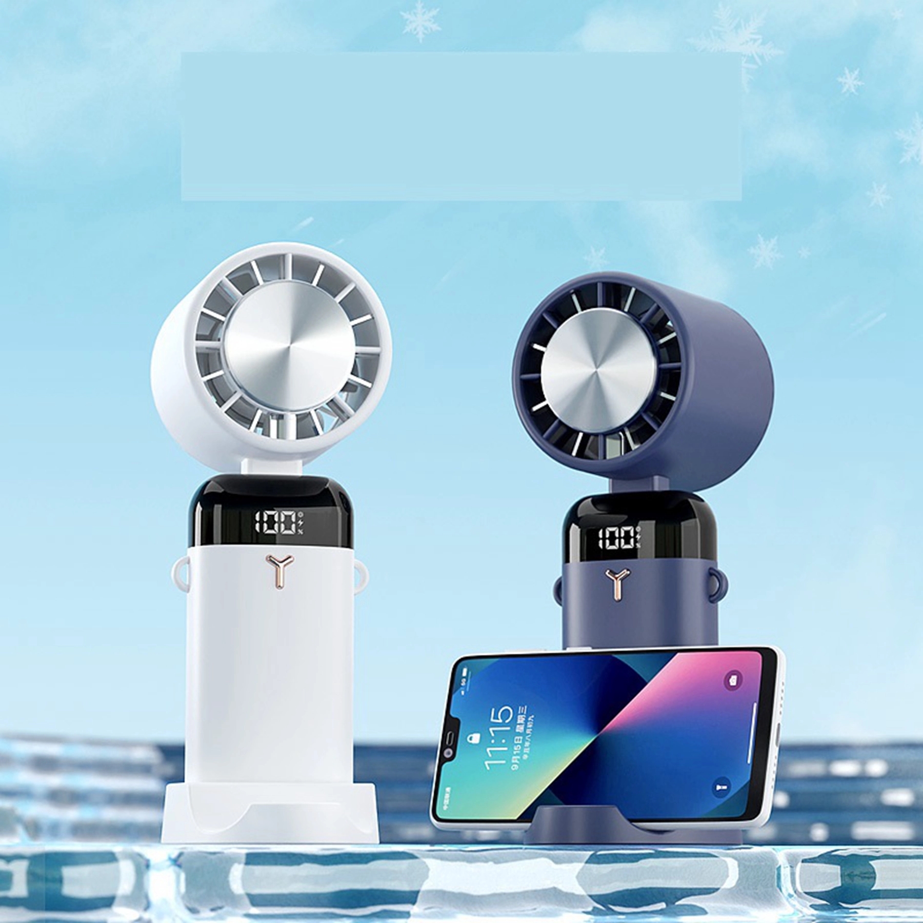 3600 mAh Digital Display Desktop Folding Phone Holder Fan 4