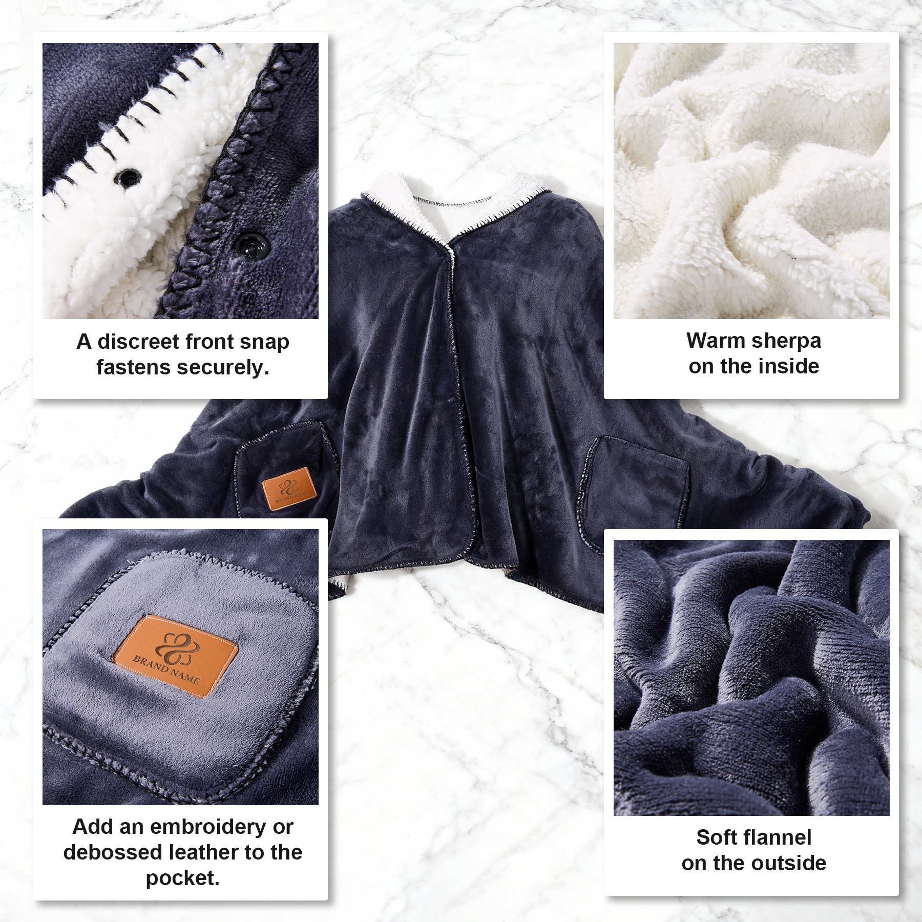 Full Color Sherpa Shawl Blanket – 30" X 70" 3