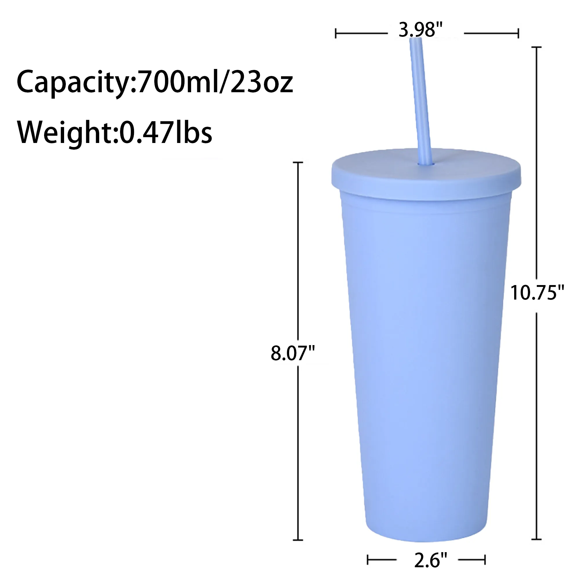 23OZ Double-Wall Plastic Straw Cup 2
