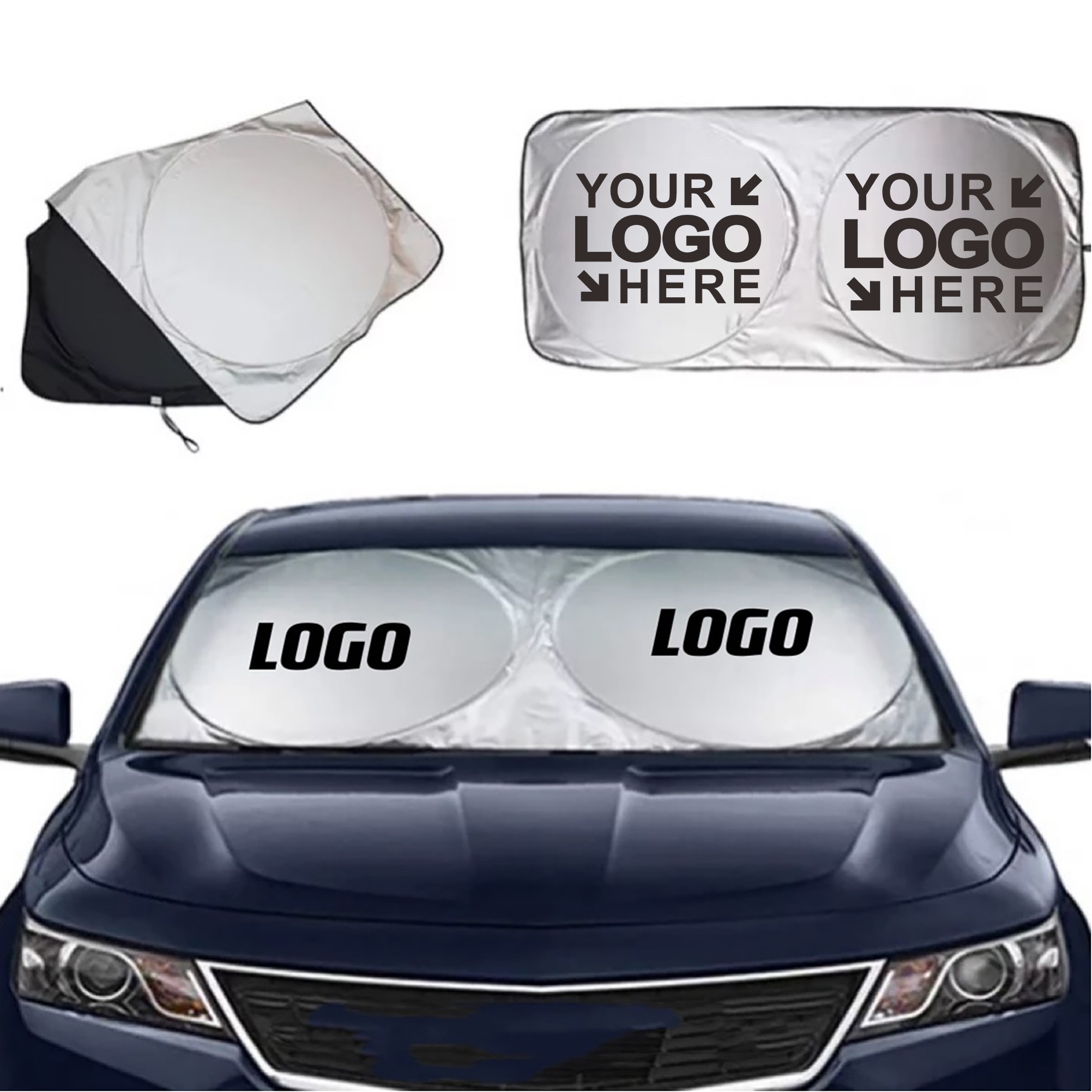 MOQ50Pcs Foldable Car Sunshade With Storage Pouch 2