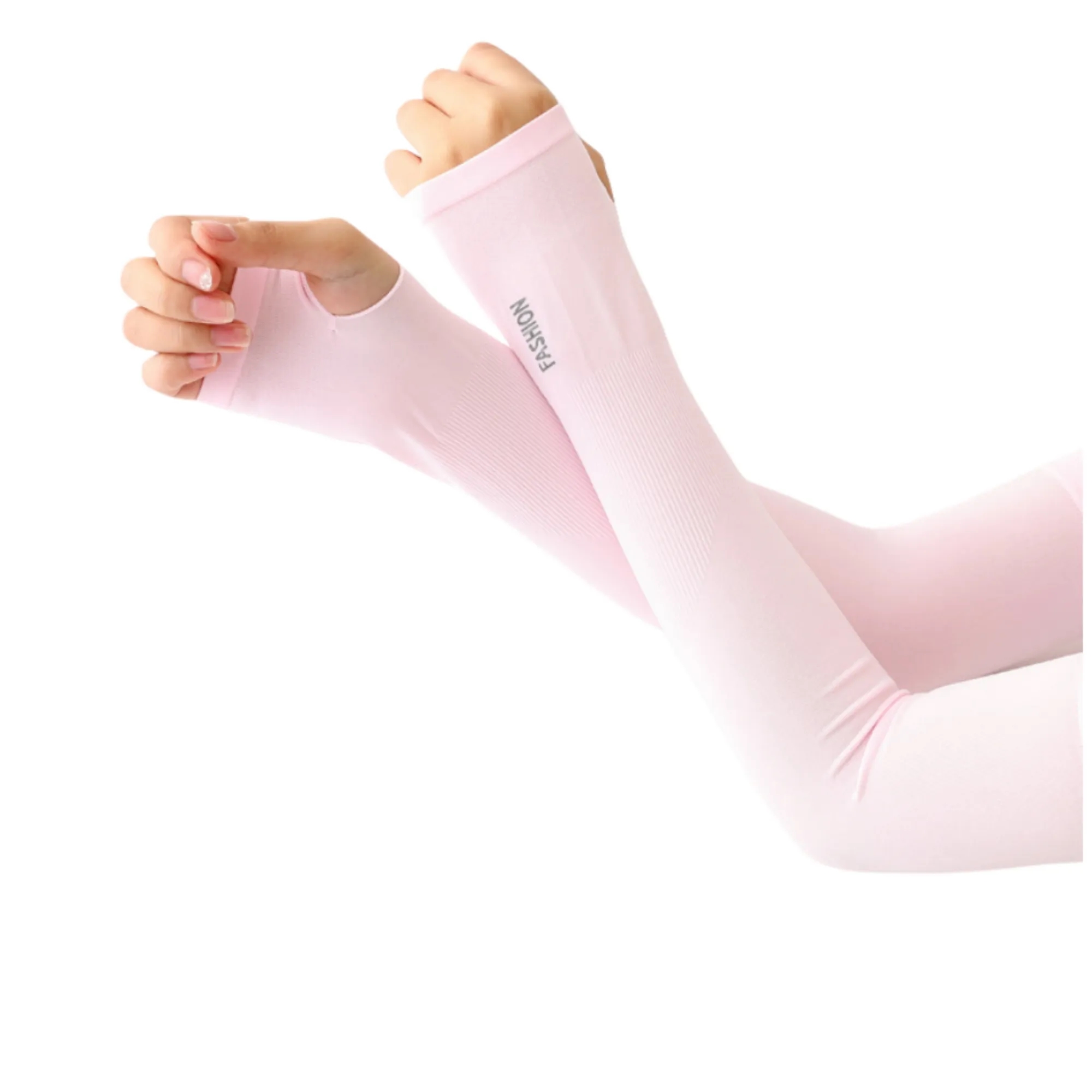 Custom UV Protection Ice Silk Arm Sleeve With Thumb Loop 3