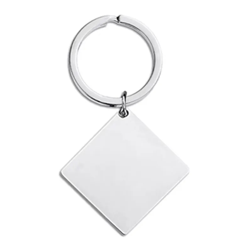 Stainless Steel Square Tag Keychain 3