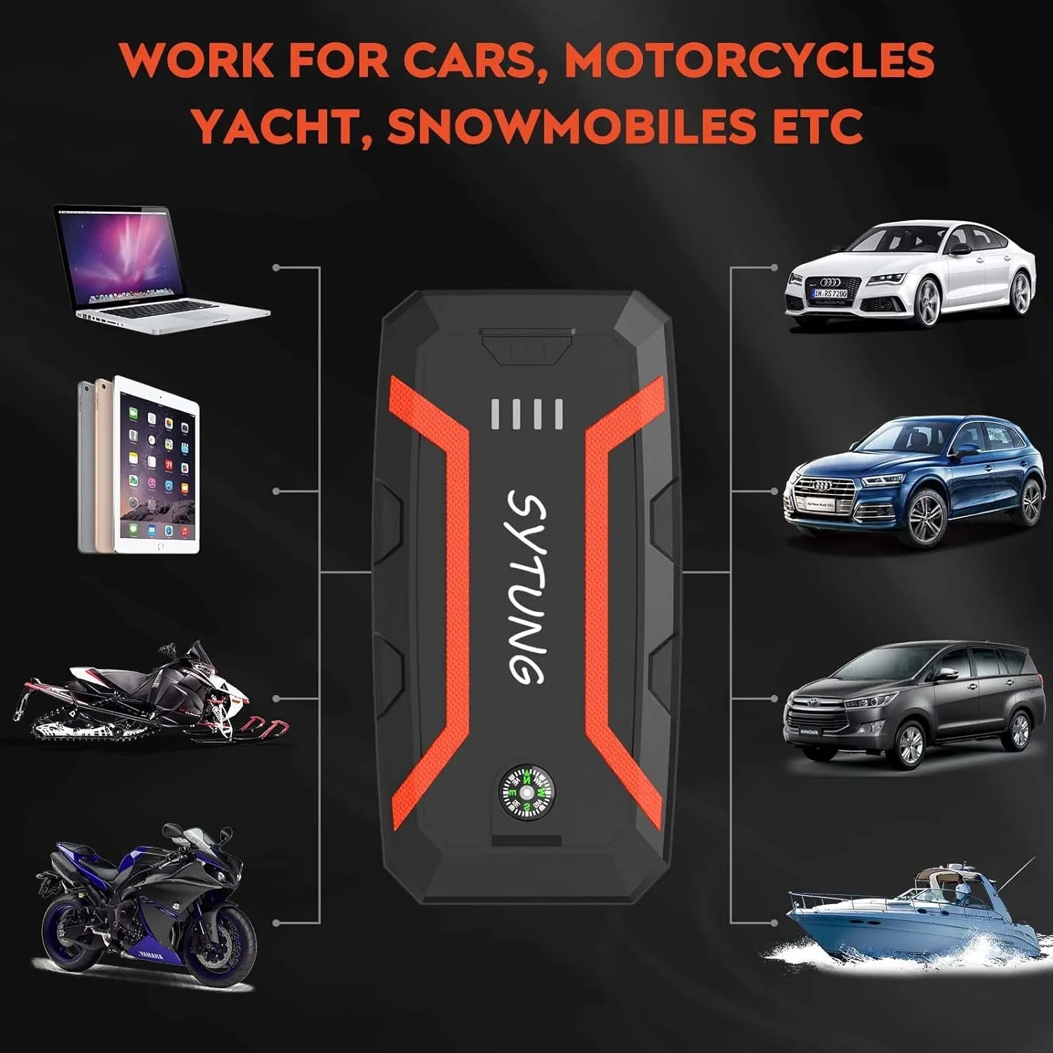 2000A Peak 20000mAh Portable Car Jump Starter Power Bank 6