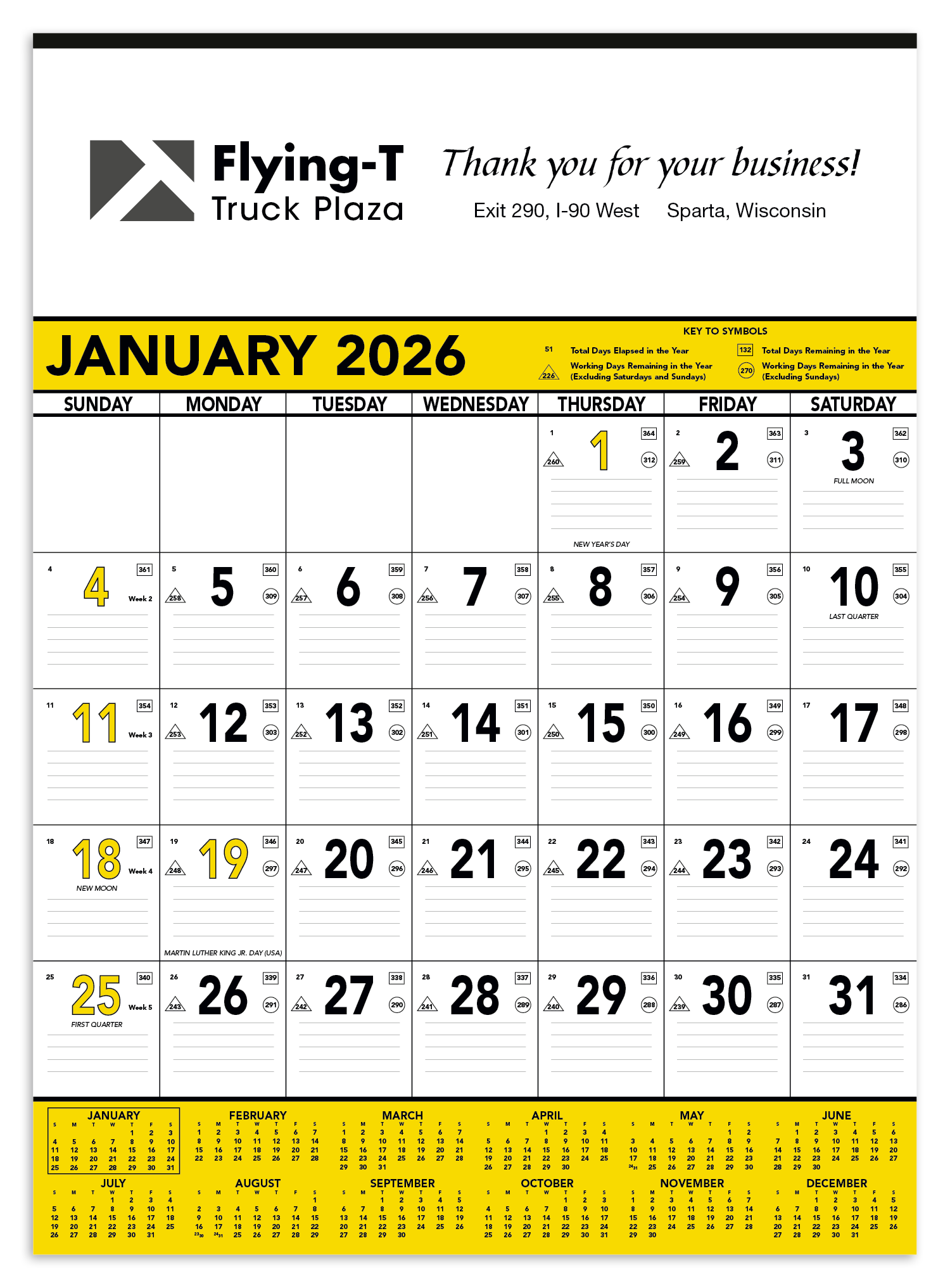 Triumph® Calendars Yellow & Black Contractor Memo Calendar 10
