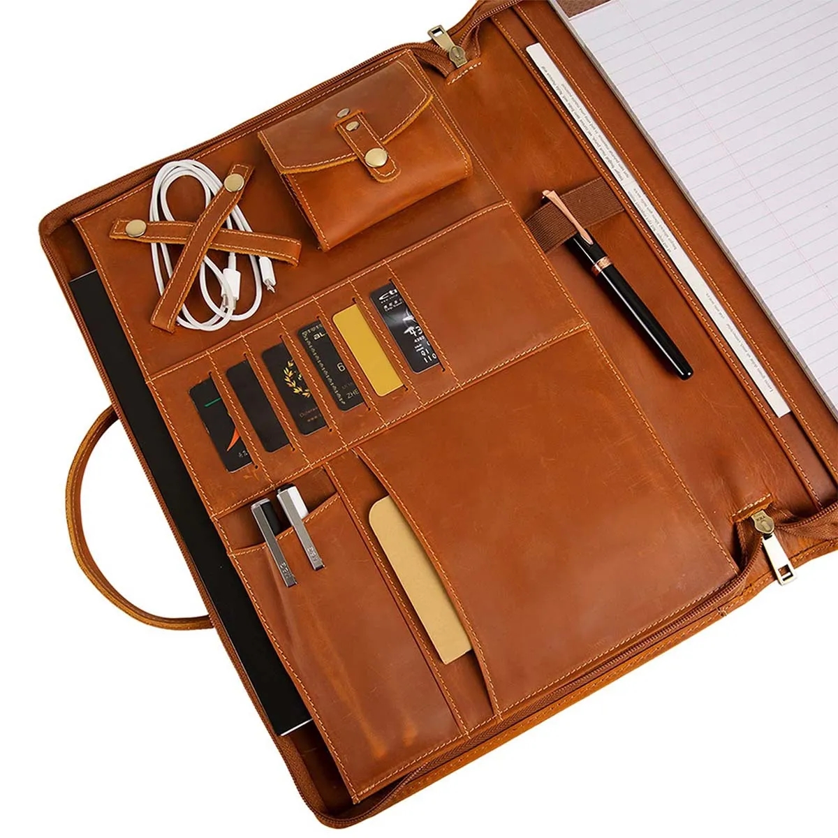 Personalised Leather Portfolio with Handle 5