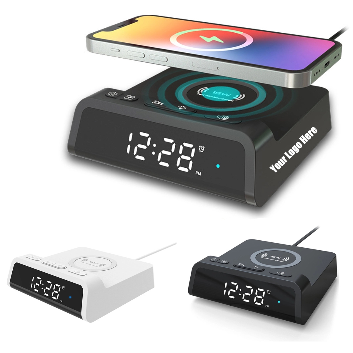 15W Wireless Charger Alarm Clock 6