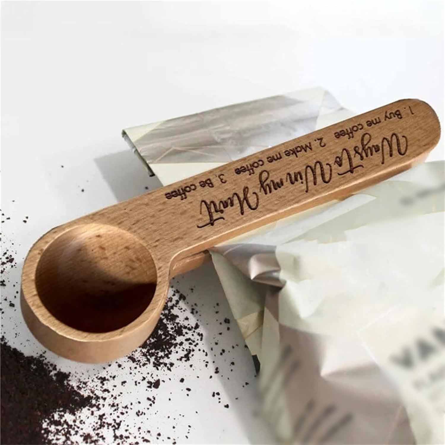 Measuring spoons of coffee beans wooden 5