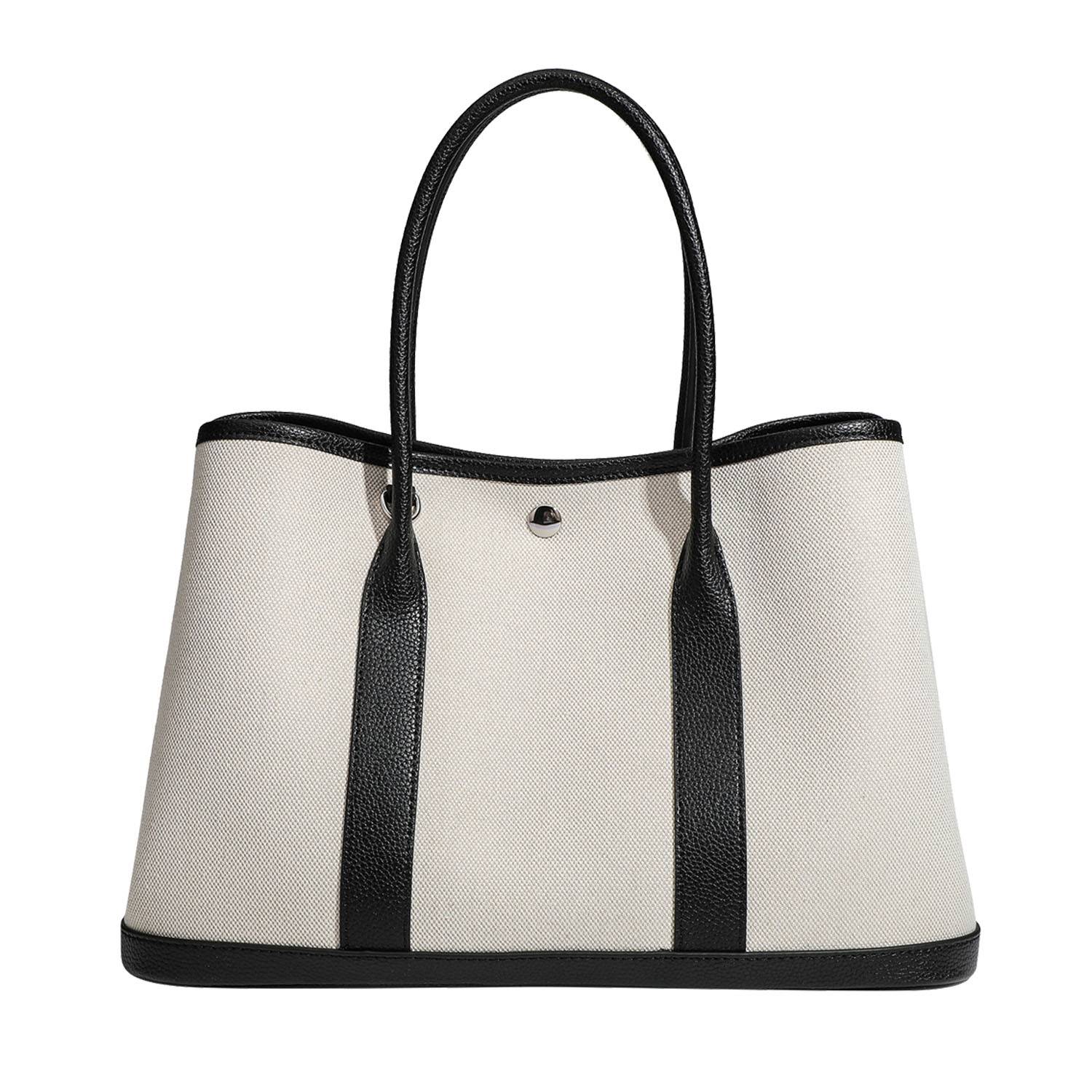Spacious Tote Bag w/ Genuine Leather Handles and Base 4