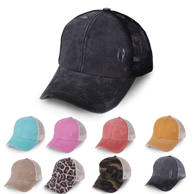 Washed Distressed Ponytail Baseball Cap 2