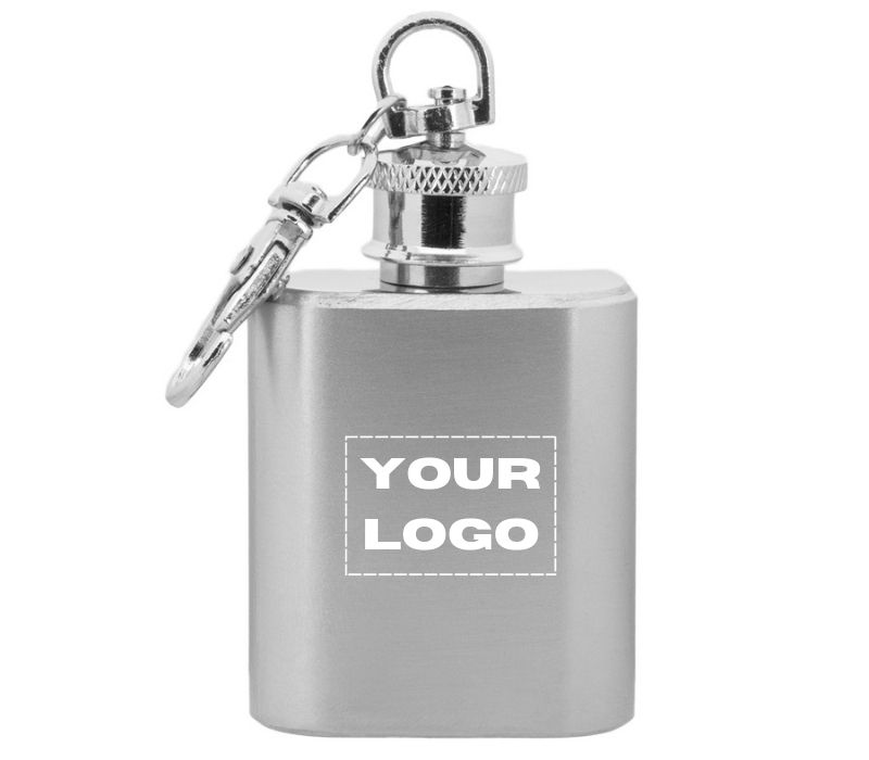 1 oz. Stainless Steel Hip Flask with Keychain 2