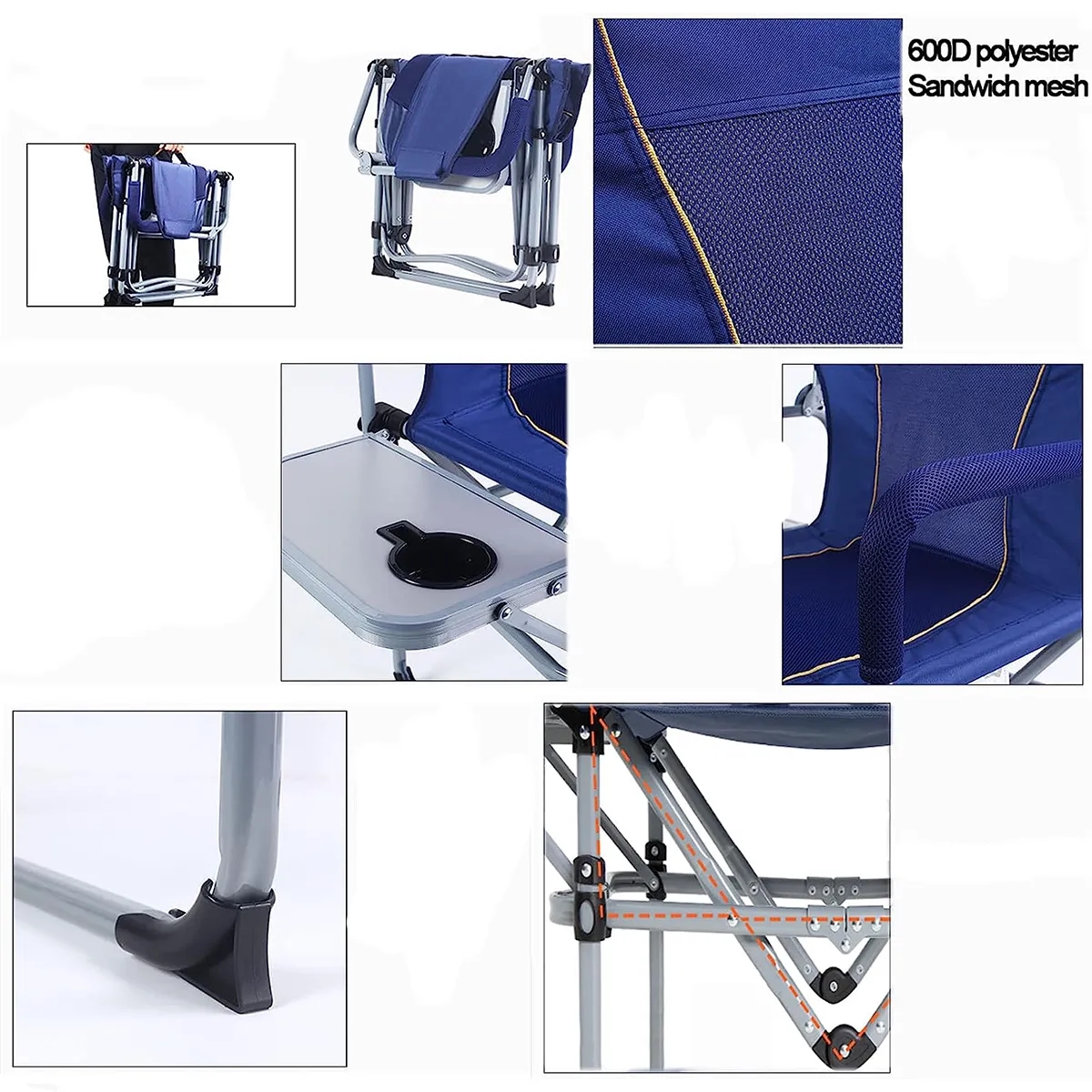 Heavy Duty Folding Camping Outdoor Chair with Side Table 3