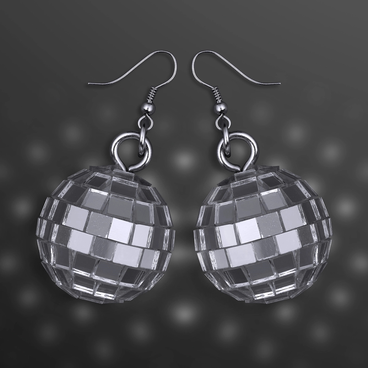 Silver Disco Ball Pierced Earrings, in Pairs (Non-Light Up) 3