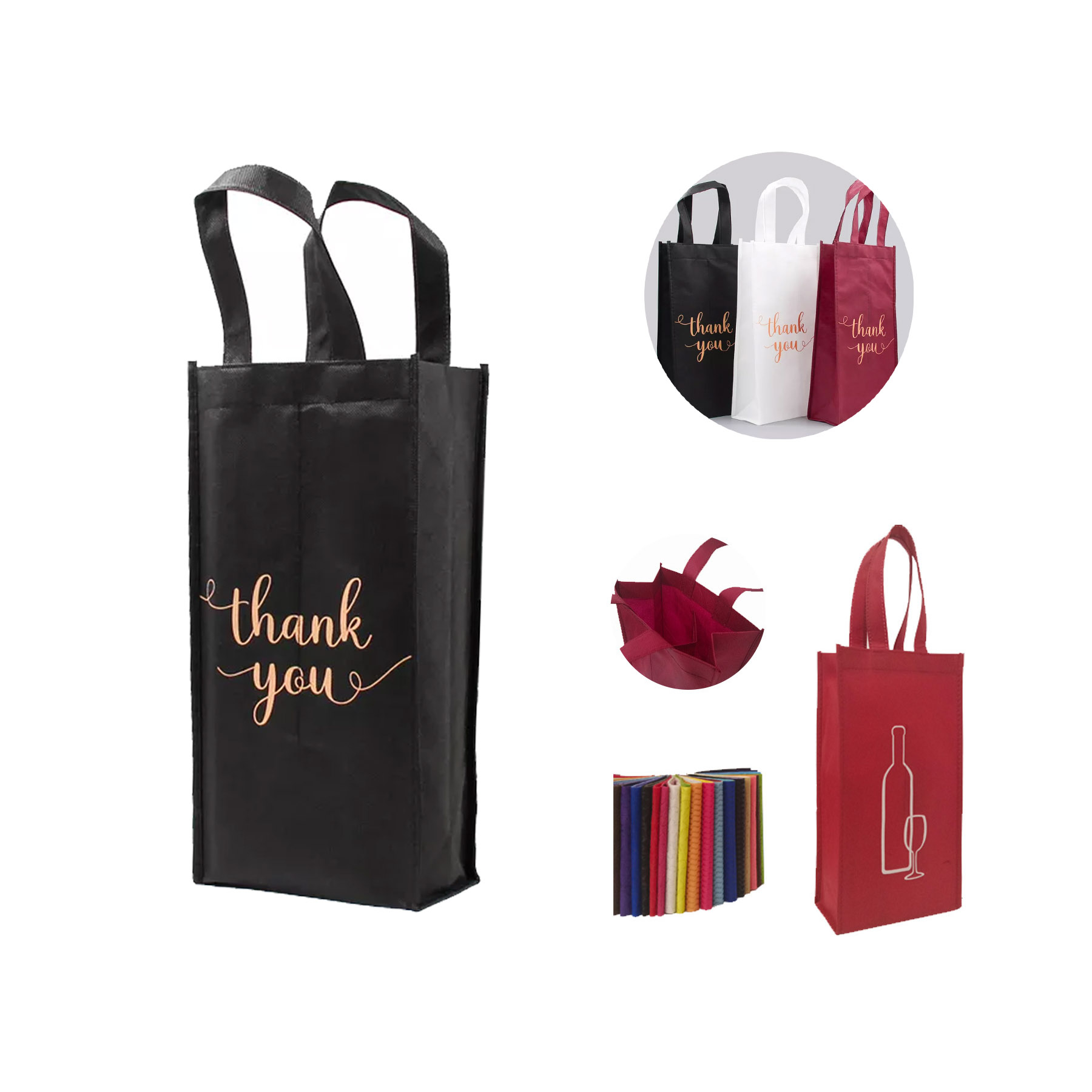 Two Bottle Wine Tote Bag Non-woven Bag 1