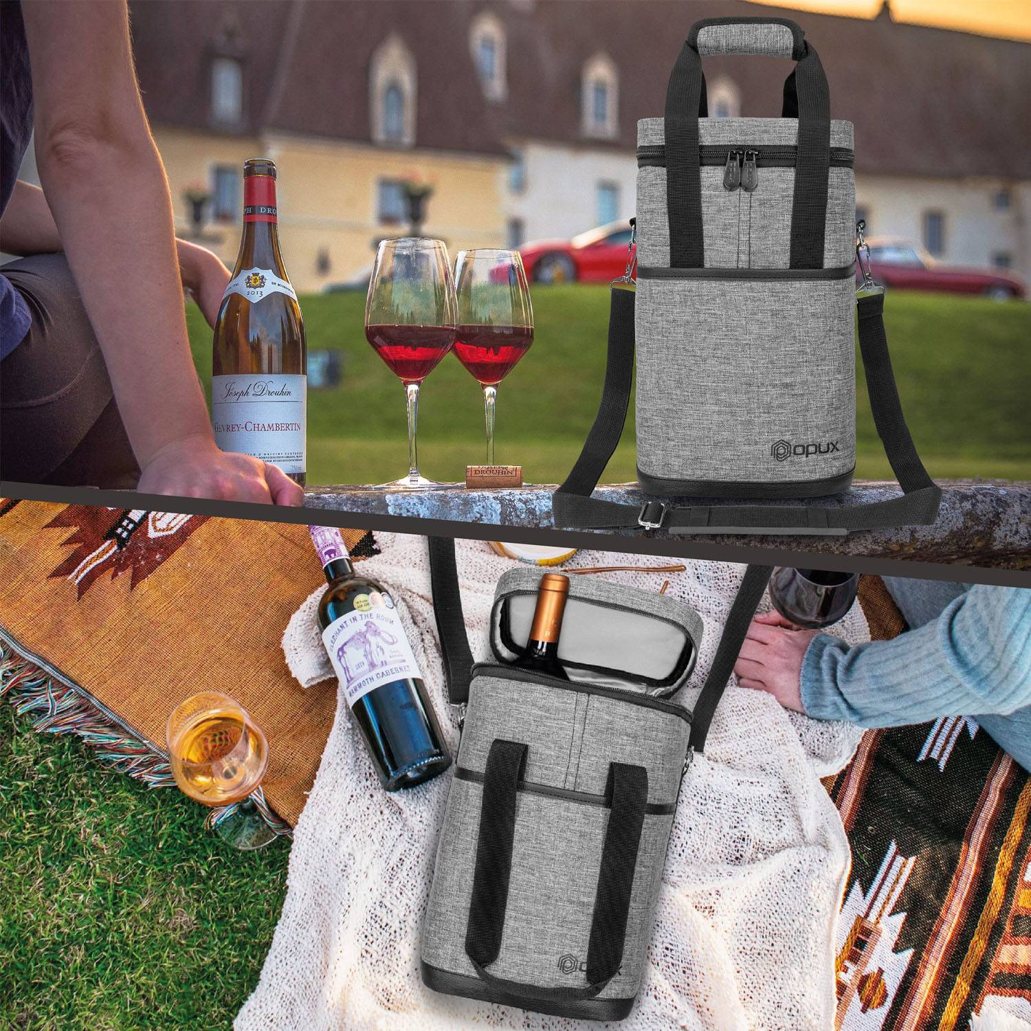 6 Wine Bottle Carrier Tote-Insulated Padded 6