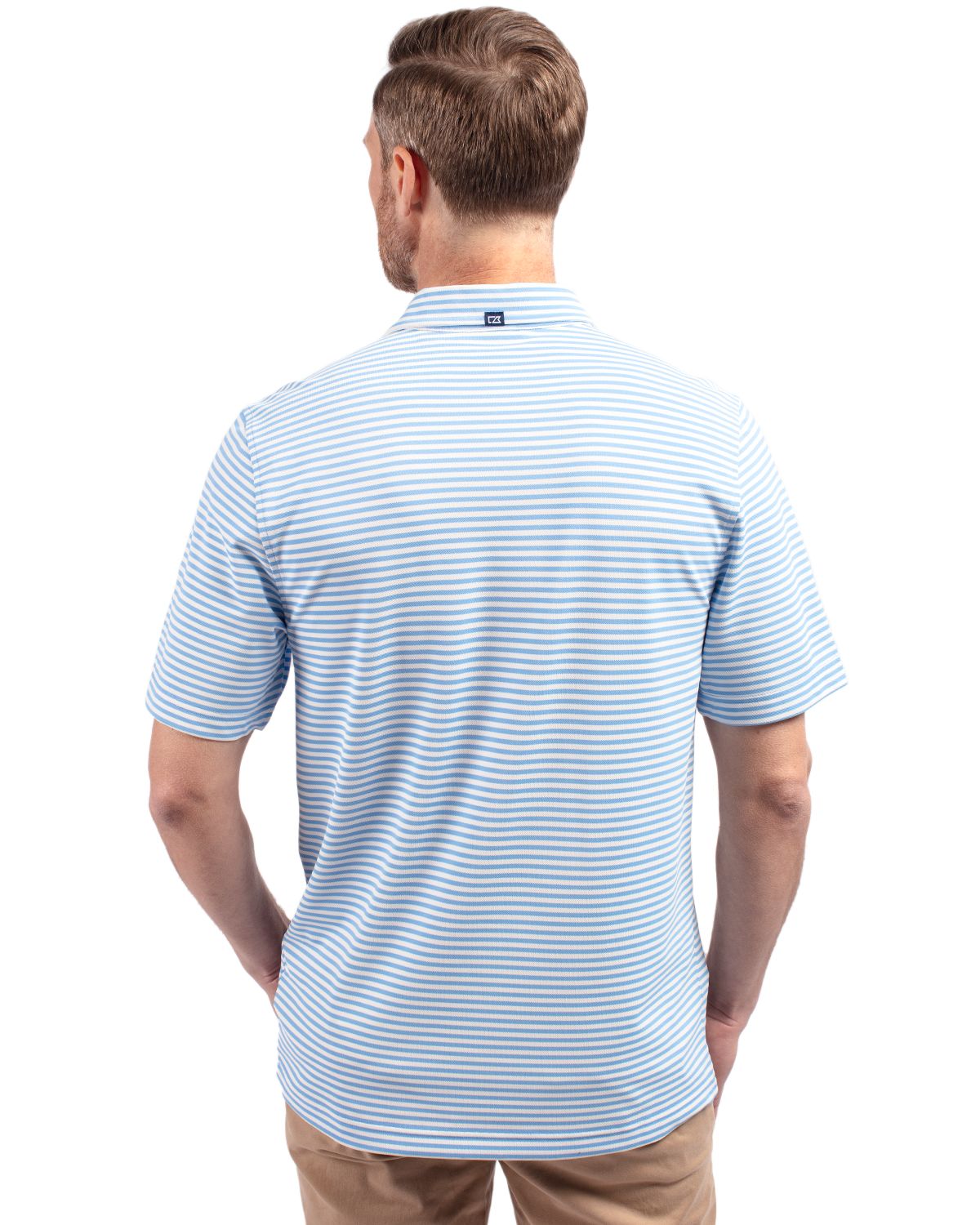 Virtue Eco Pique Stripe Recycled Mens Polo
