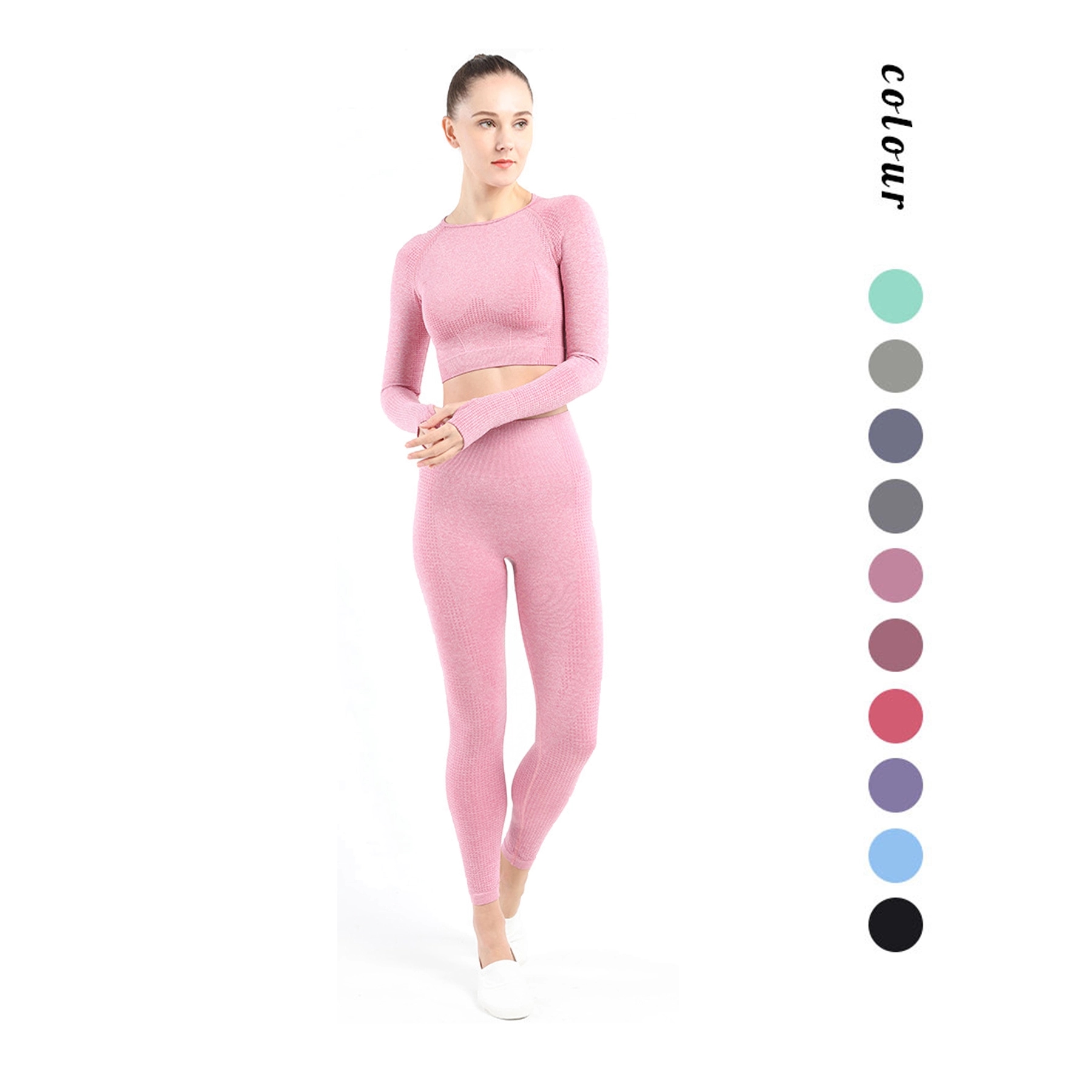 2 Pieces Outfits Seamless Yoga Workout Set 1