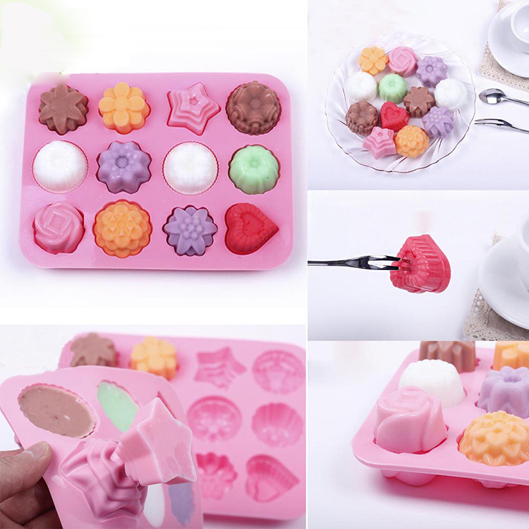 12 Grid Handmade Soap Mold Silicone Cake 4