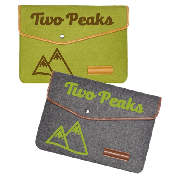 Felt Laptop Sleeve with PU Trim, Pen Holder, and Button 4