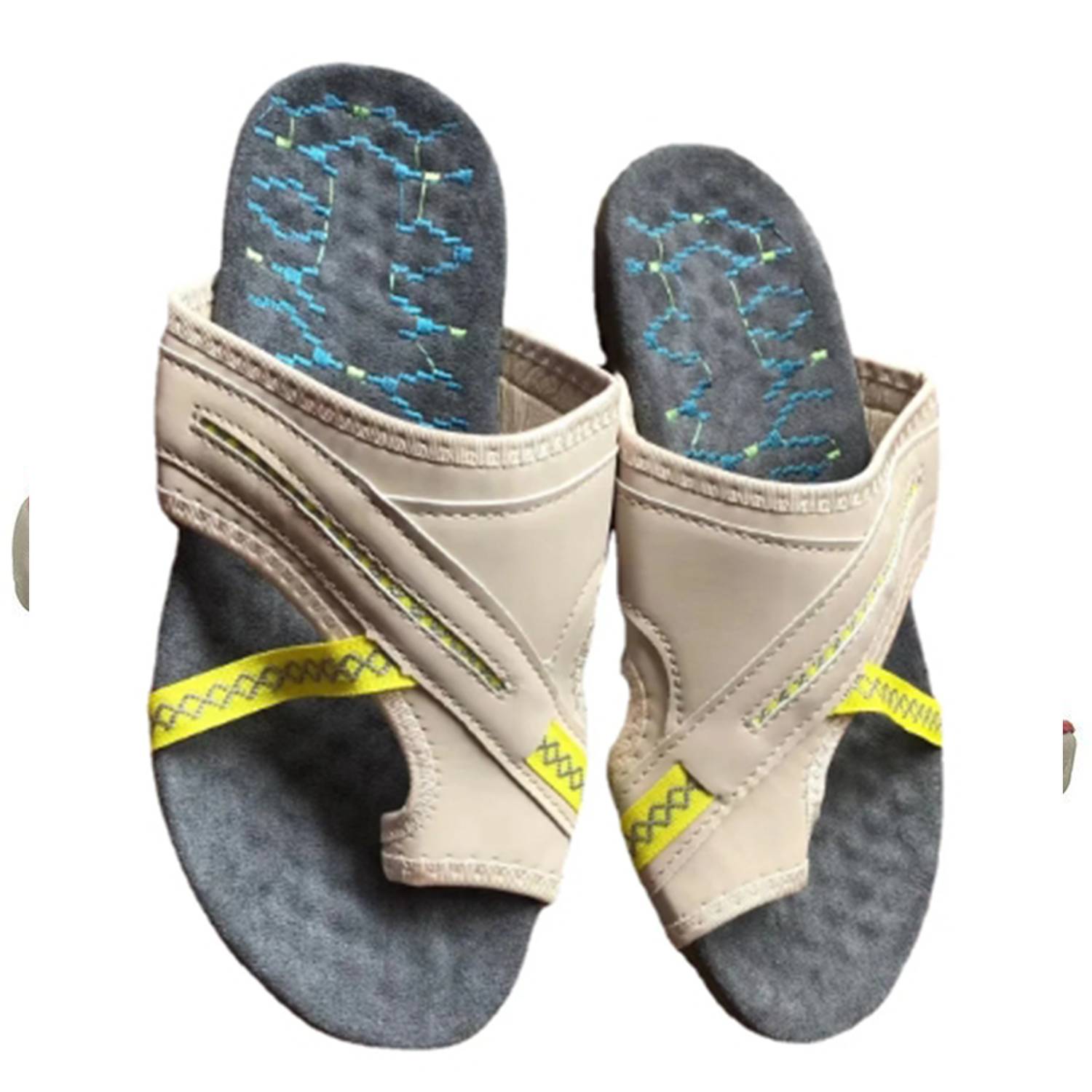 Leather Beach Flip Flops Rubber Cushion Sandals Slippers 3