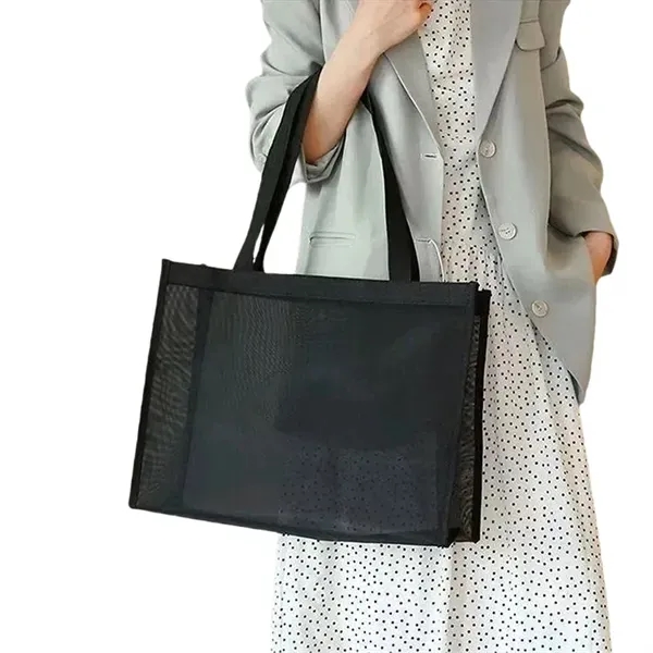 Small Mesh Beach Bag - Lightweight Carryall Tote 11
