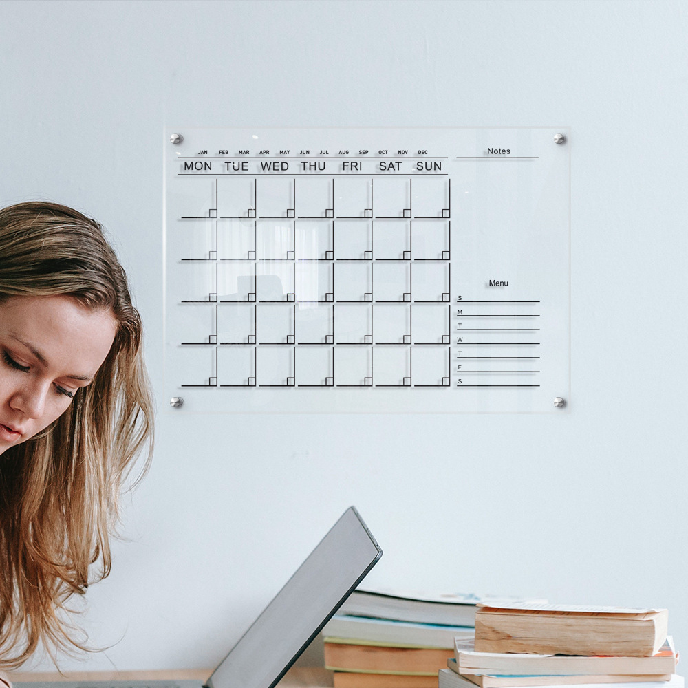 Acrylic wall hanging calendar, erasable transparent message writing board 1