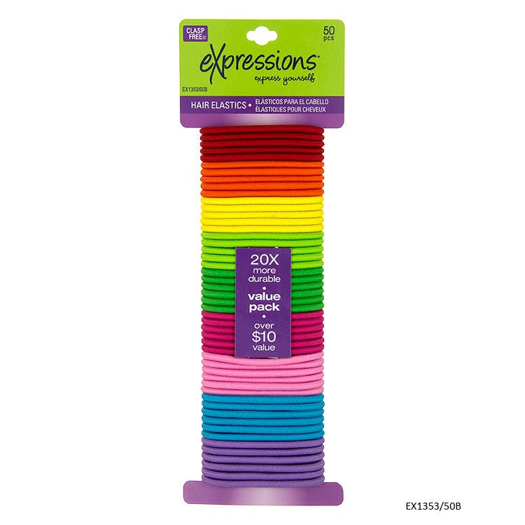 Hair Elastics - 9 Colors 50 Pack 2