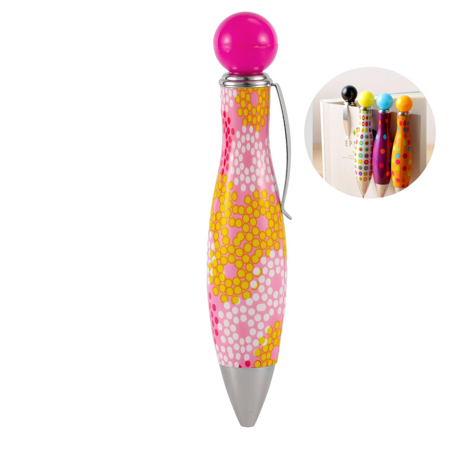 Ballpoint pen w/ six flower film short bowling balls 6