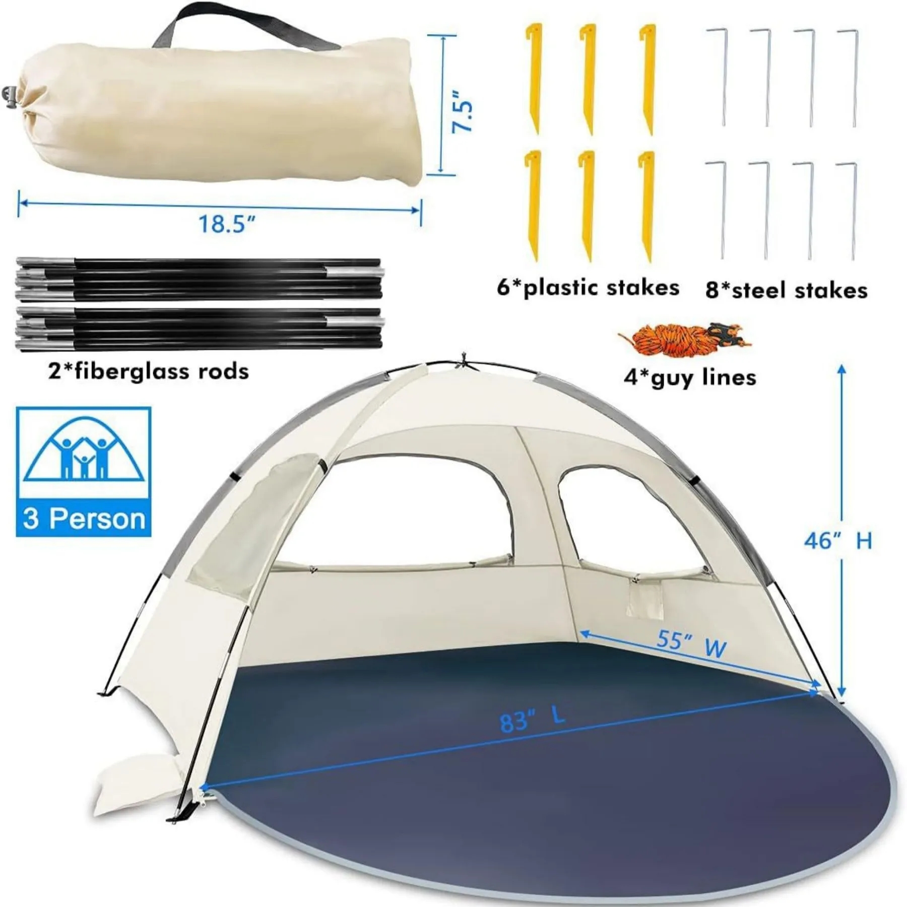 Portable Beach Tent Sun Shelter Canopy 4