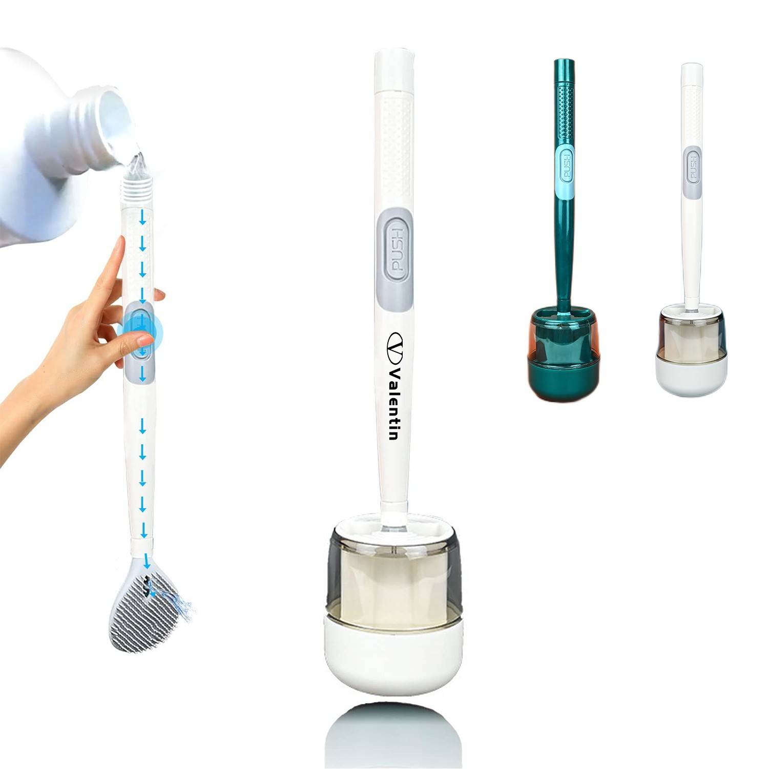 Refillable Toilet Brush and Holder Set 2