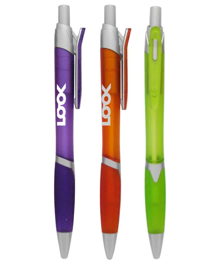 Frosty "Elect" Attractive Colored Ballpoint Click Pen with Matching Rubber Grip 1