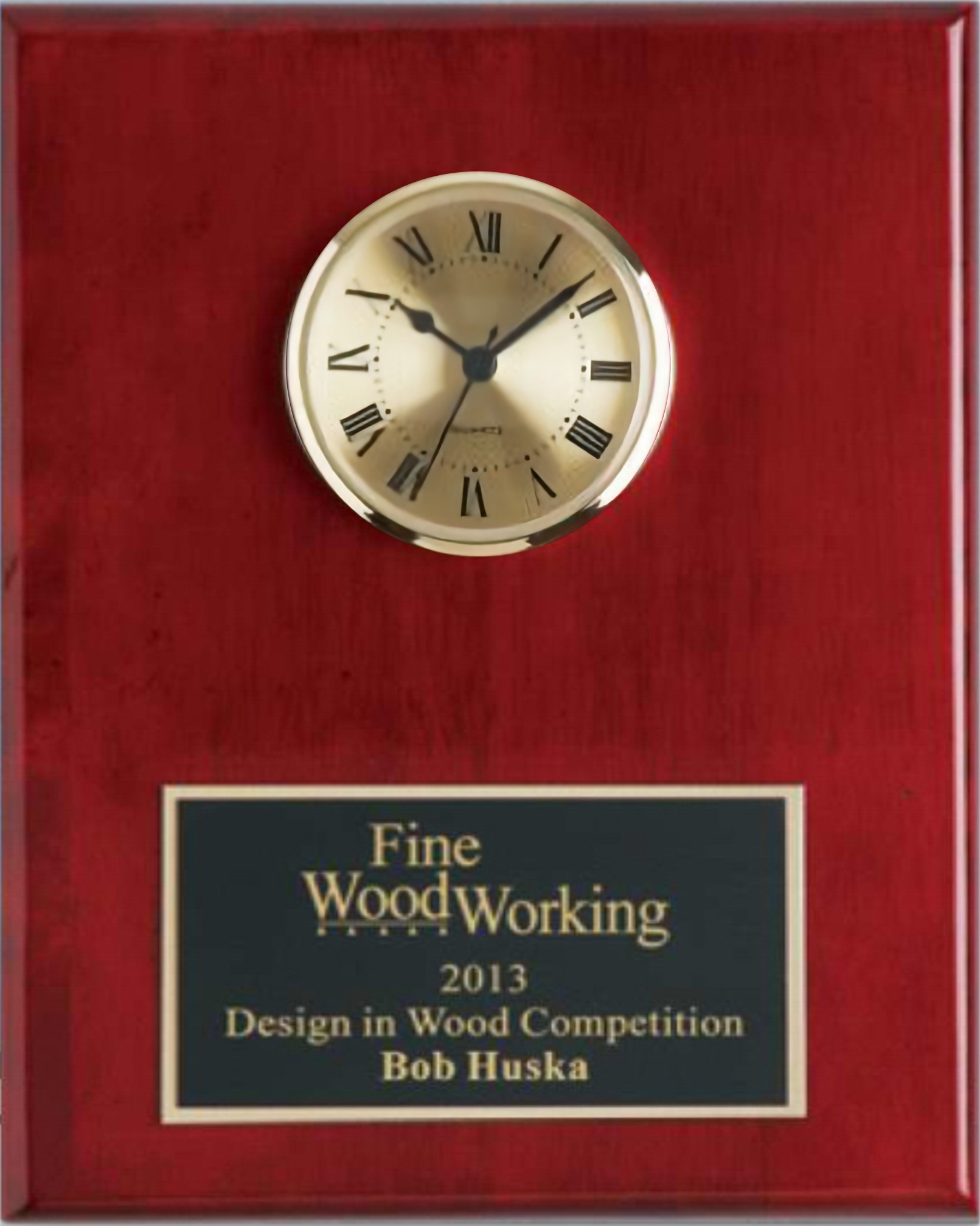Piano Finish Solid Wood Plaque W/ Clock 8