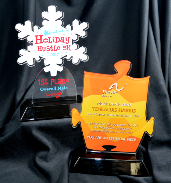 Custom Cut Acrylic Award With Full Uv Print On A Black Snap-In Base 6
