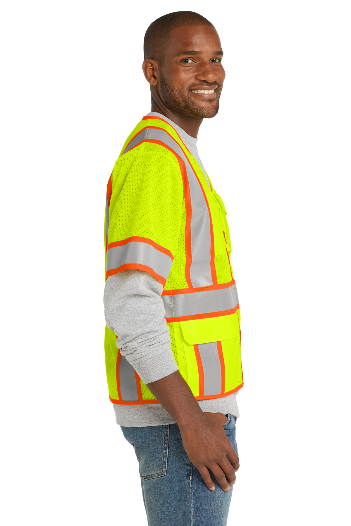 CornerStone ANSI 107 Class 3 Surveyor Mesh Zippered Two-Tone Short Sleeve Vest. CSV106 3