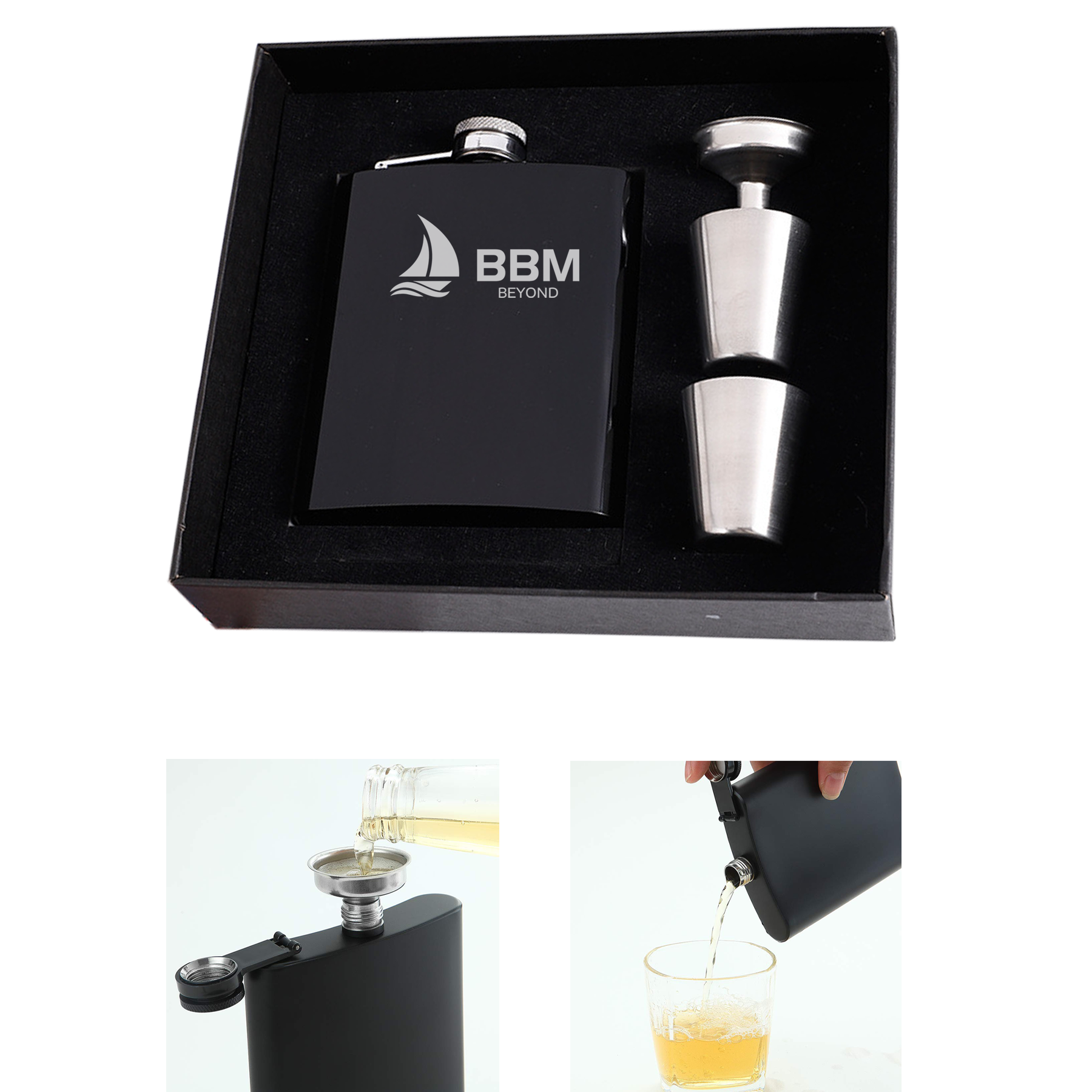 8Oz Stainless Steel Flask Set, custom water bottle with logo imprint 2