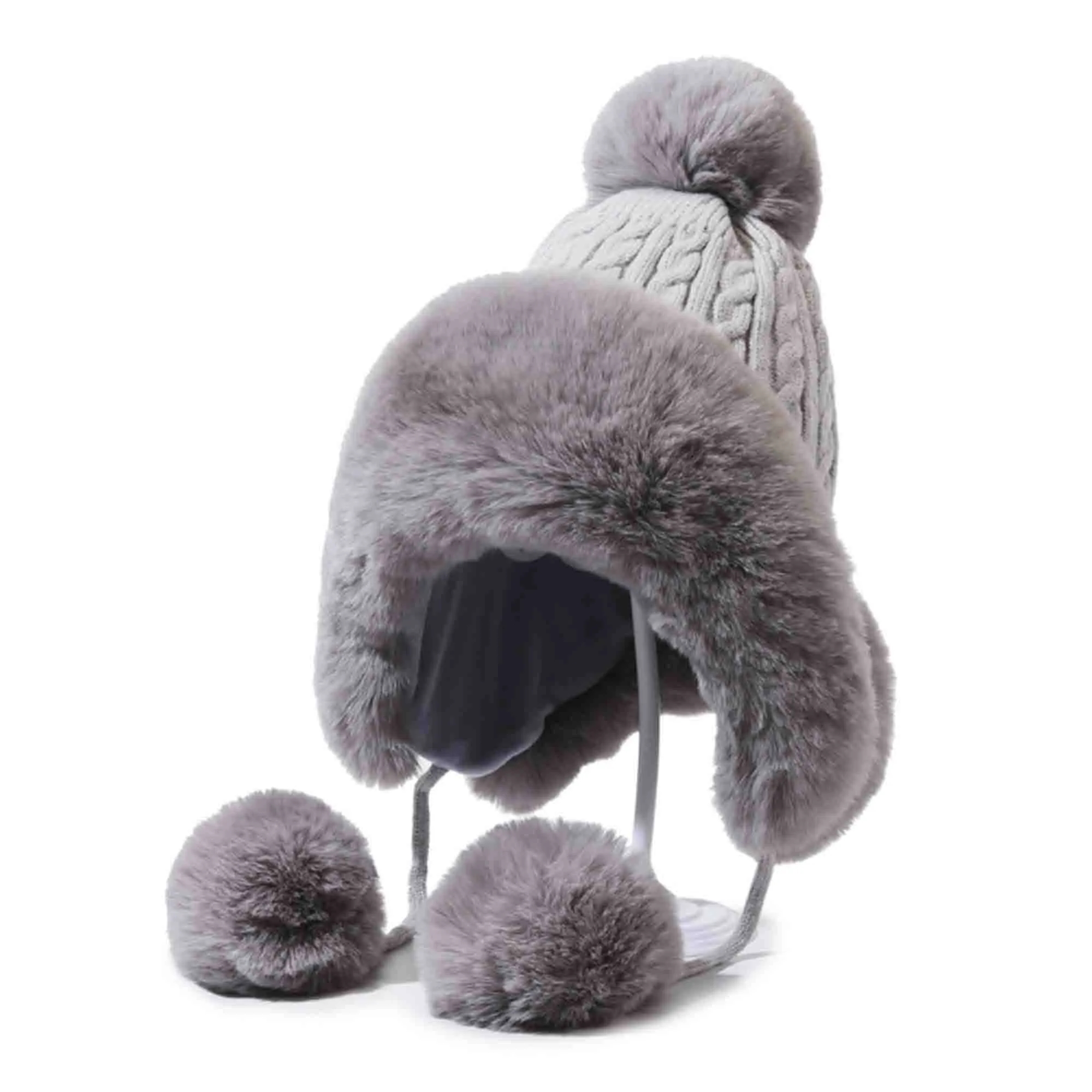 Winter Beanie Hat Peruvian Ski Ear Flaps Caps Lined Poms 4