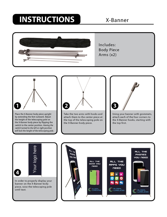 30.5" x 74" X-Banner Replacement Banner (Polyester Banner Only) 3