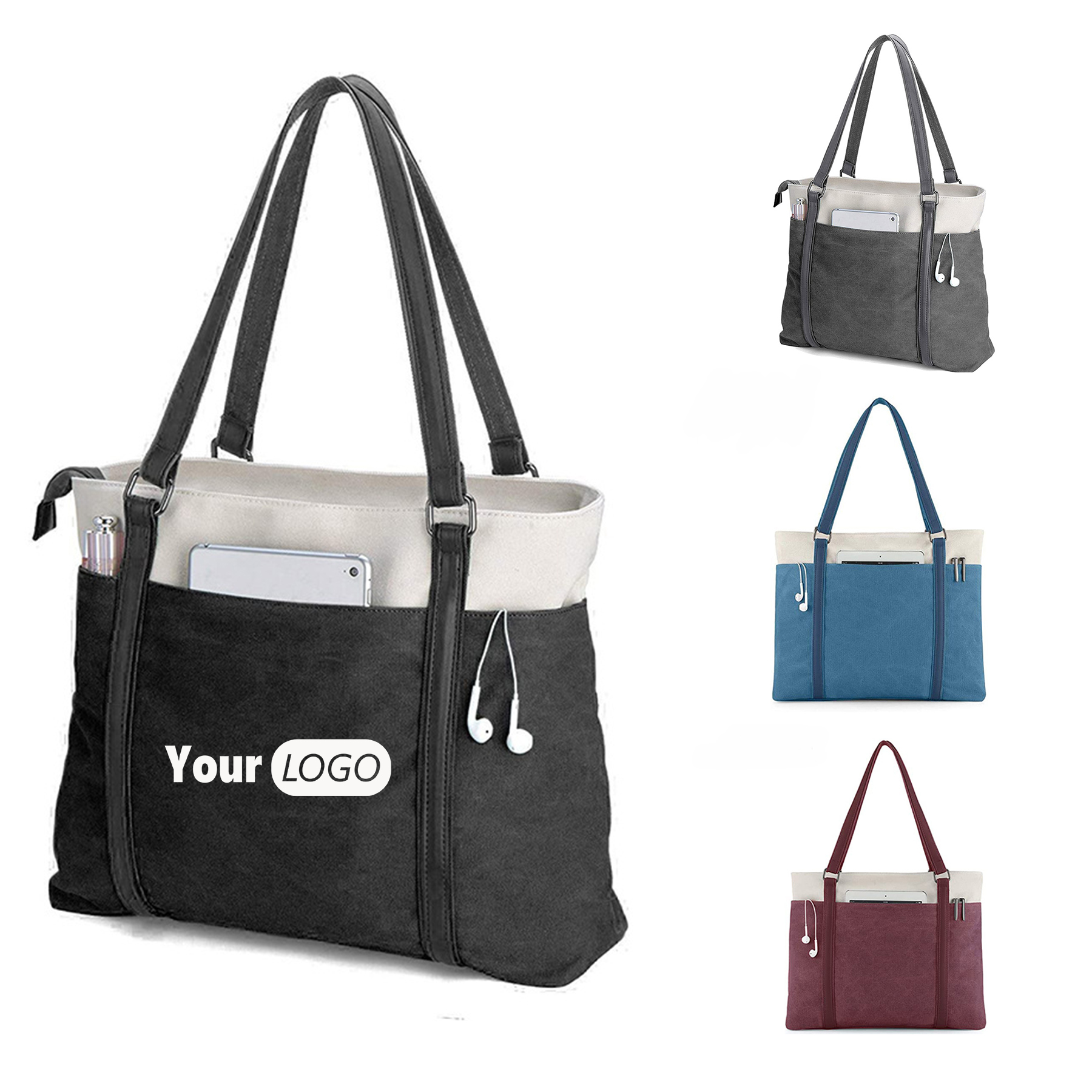 Canvas Lightweight Laptop Tote Bag For Work 6
