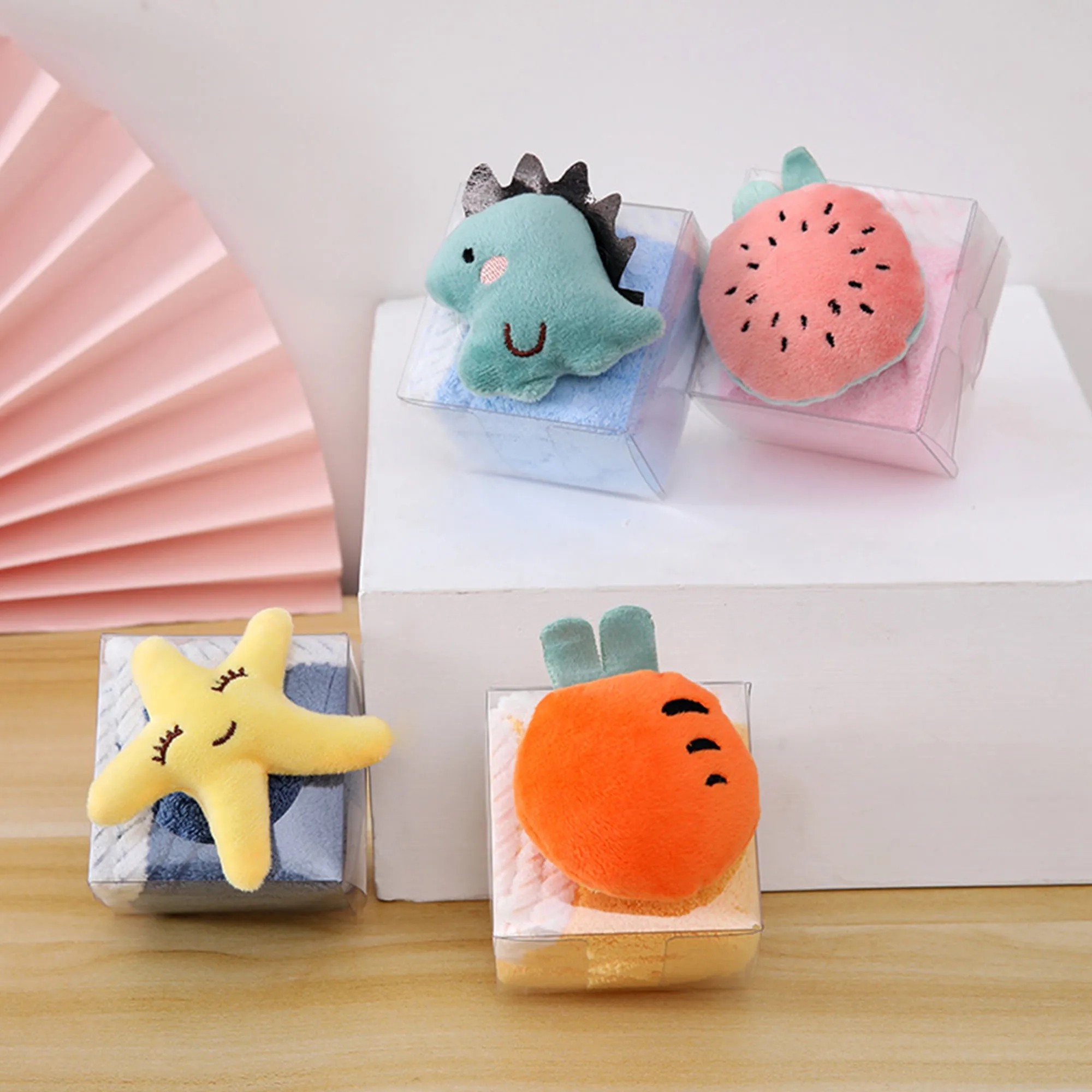 Adorable Cartoon Coral Fleece Hand Towel With Plush Topper 6