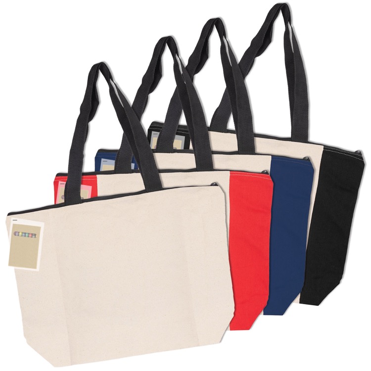 Colouring Calico Zip Shopper, custom tote bag with logo imprint 7