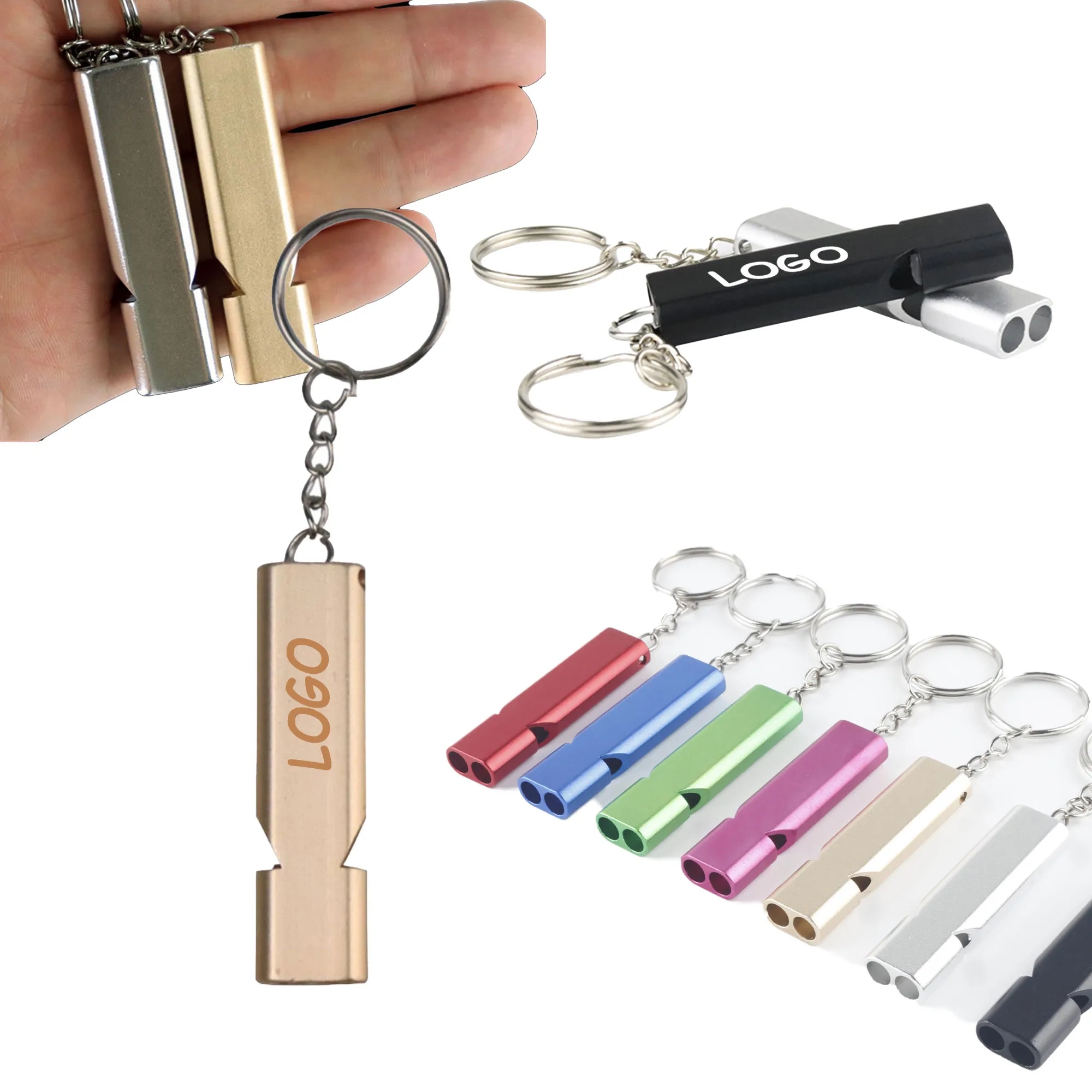 MOQ 10 Double Hole High Frequency Aluminum Alloy Whistle 14