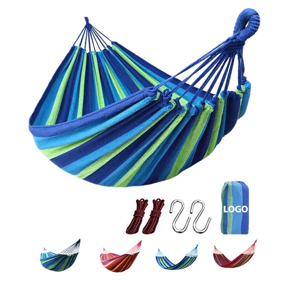 Folding Travel-friendly Canvas Hammock With Wooden Stick 3