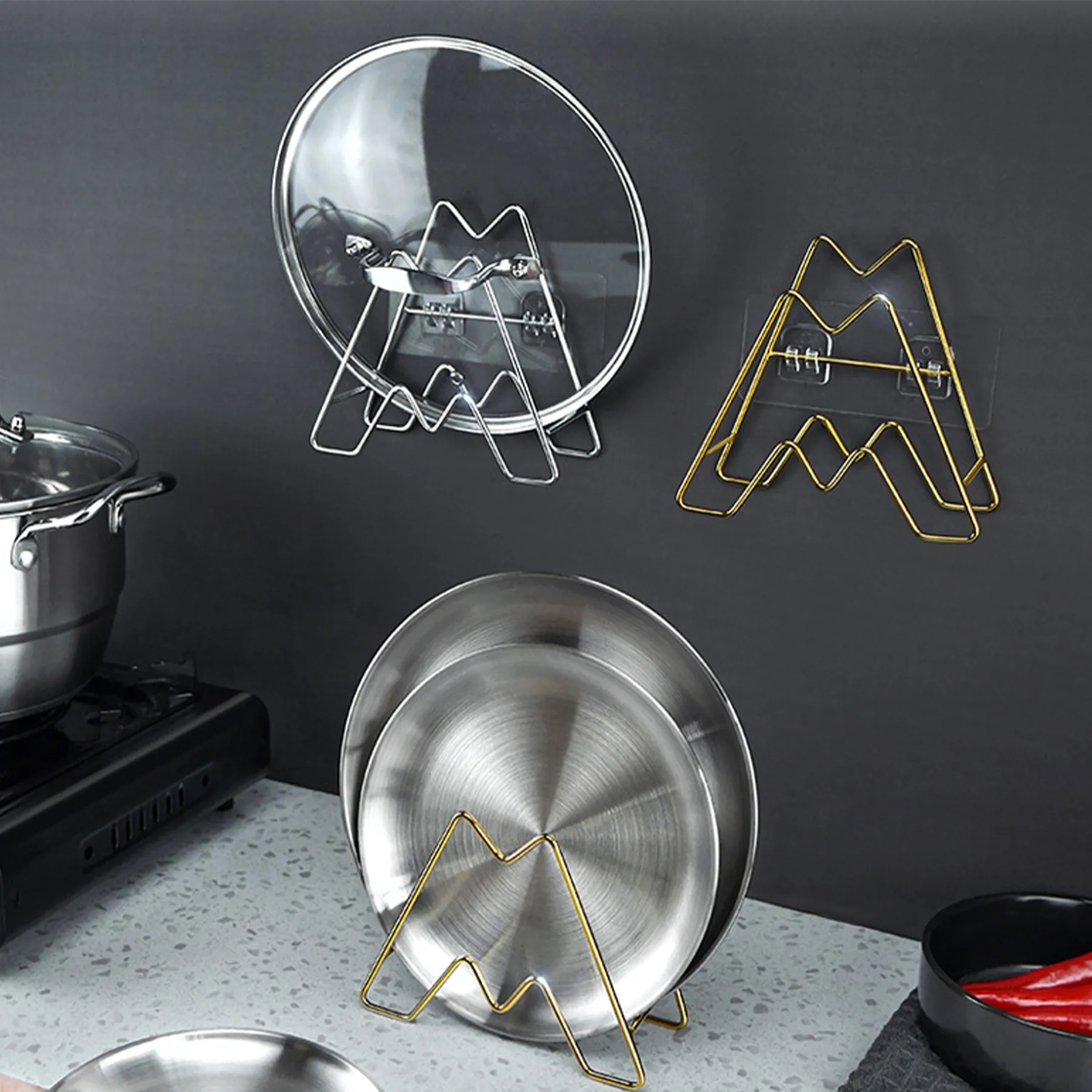Stainless Steel Multifunctional Storage Pot Cover Rack 5