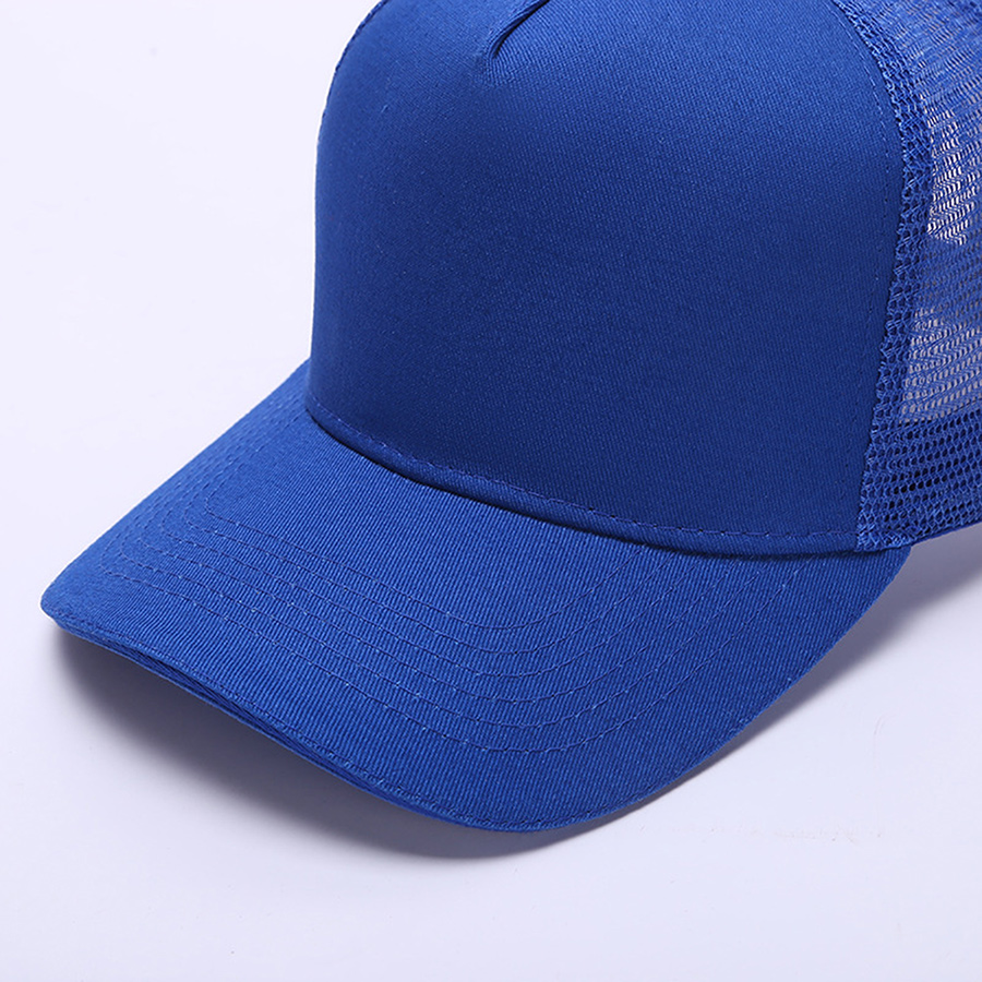 Stock Solid Color Cotton 5-Panel Trucker Cap 7