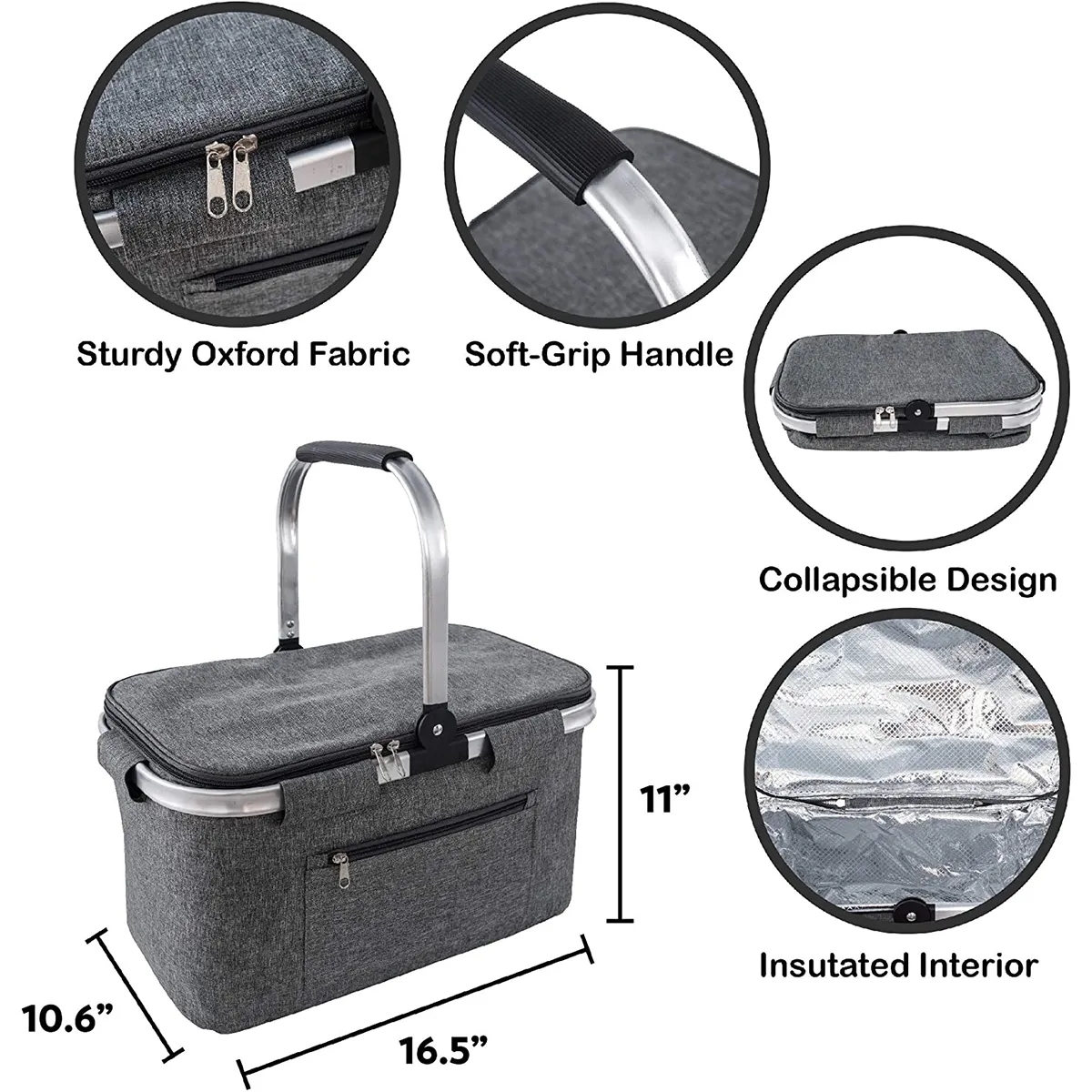 Collapsible Foldable Insulated Picnic Shopping Tote Basket 5