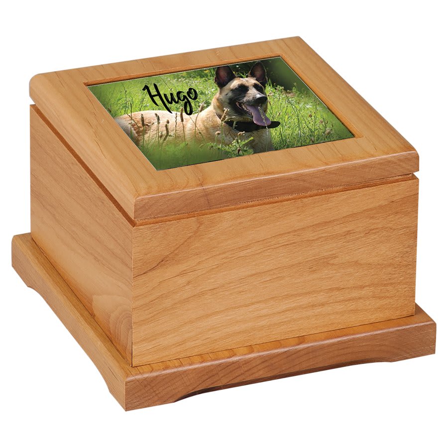 4 1/2" Red Alder Pet Urn with Routed Top/Insert Not Included 2